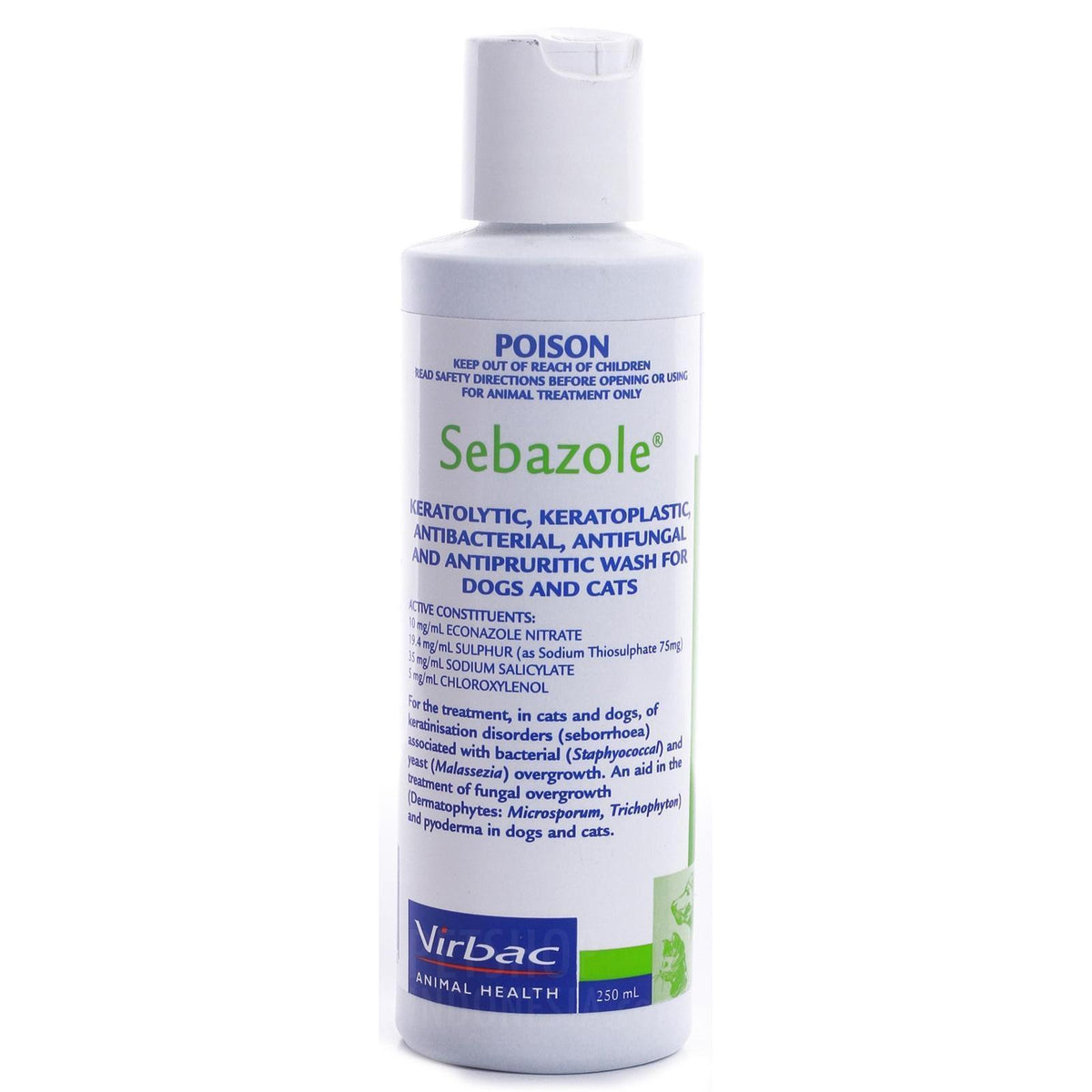 Virbac Allerderm Sebazole medicated shampoo 250ml bottle