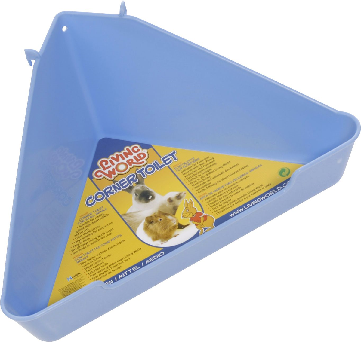 Living World Small Animal Corner Toilet - Medium Light Blue