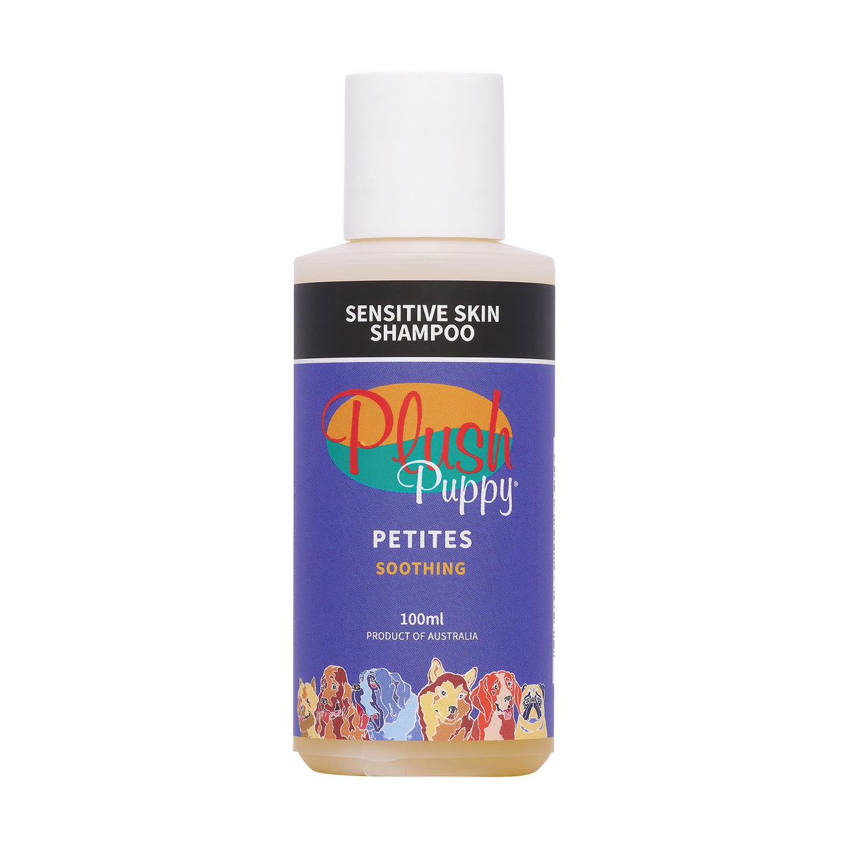 Plush Puppy Sensitive Skin Shampoo 100ml Petite – front of bottle