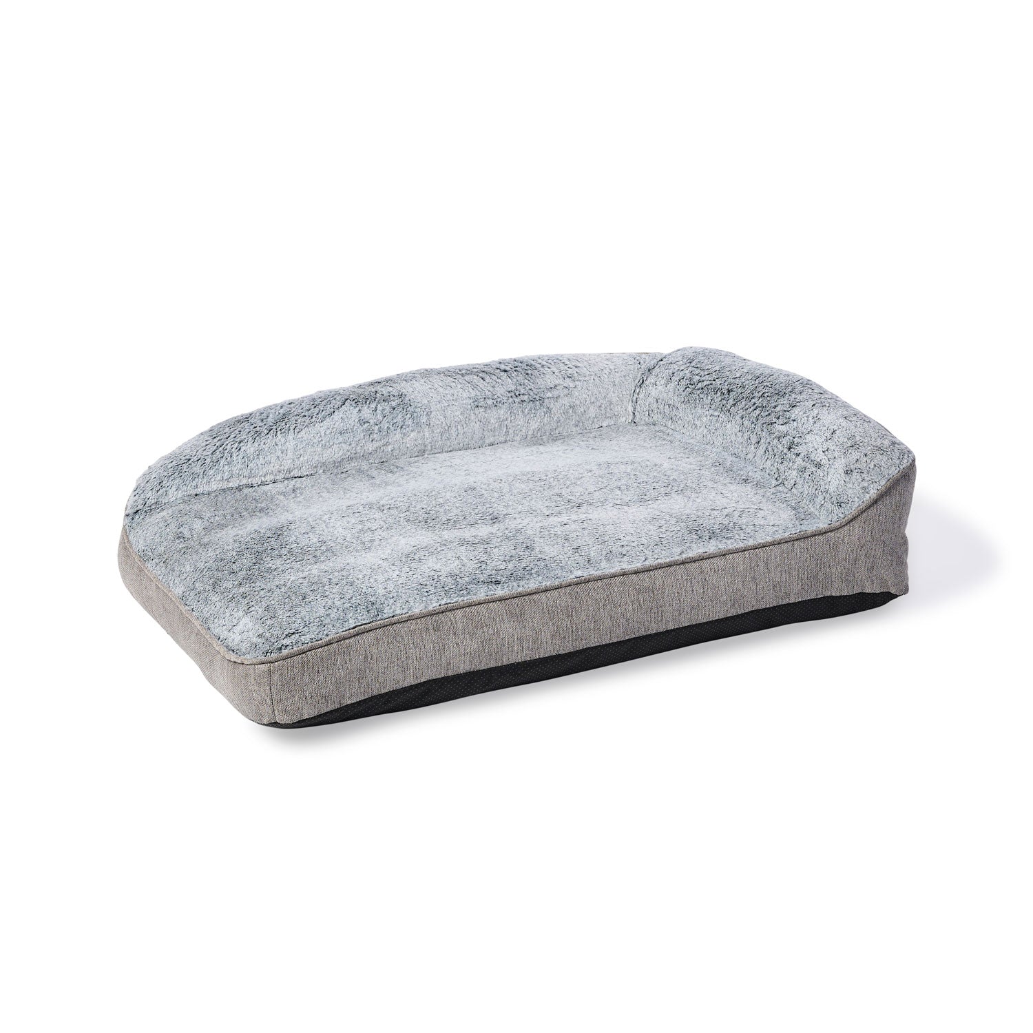 Superior Pet Goods SnugSide Crate Dog Bed in Artic faux fur, angled view
