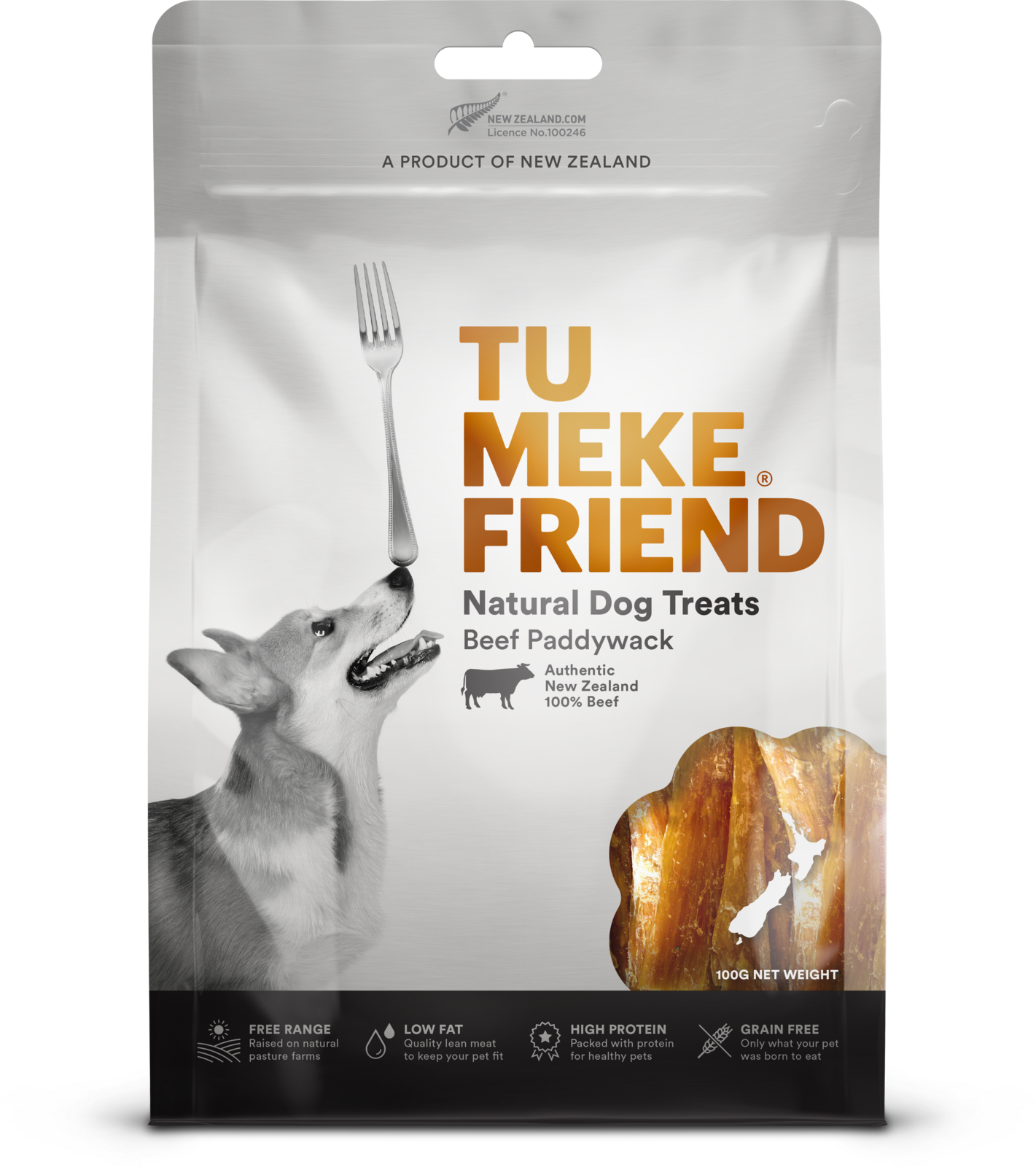 TU MEKE FRIEND Air-Dried Natural Dog Treats Beef Paddywack - 100g | PeekAPaw Pet Supplies