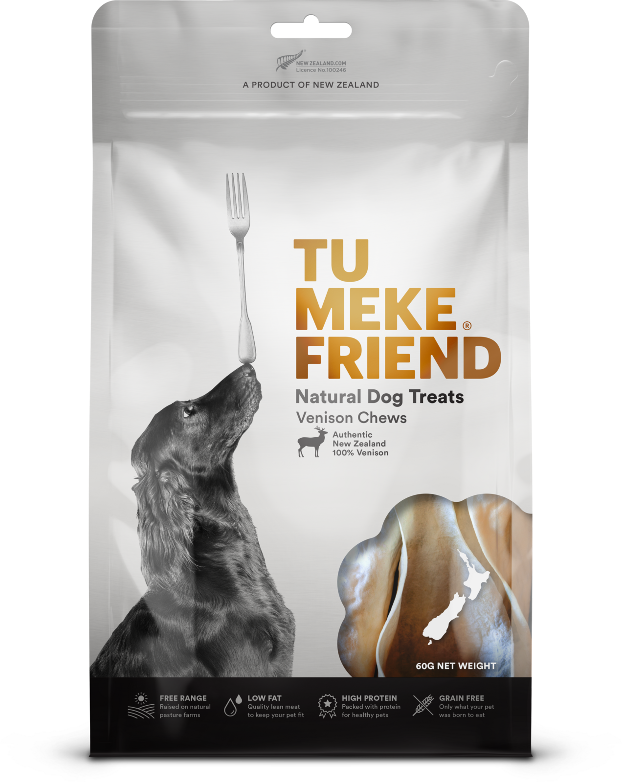 TU MEKE FRIEND Air-Dried Natural Dog Treats Venison Chews - 60g | PeekAPaw Pet Supplies