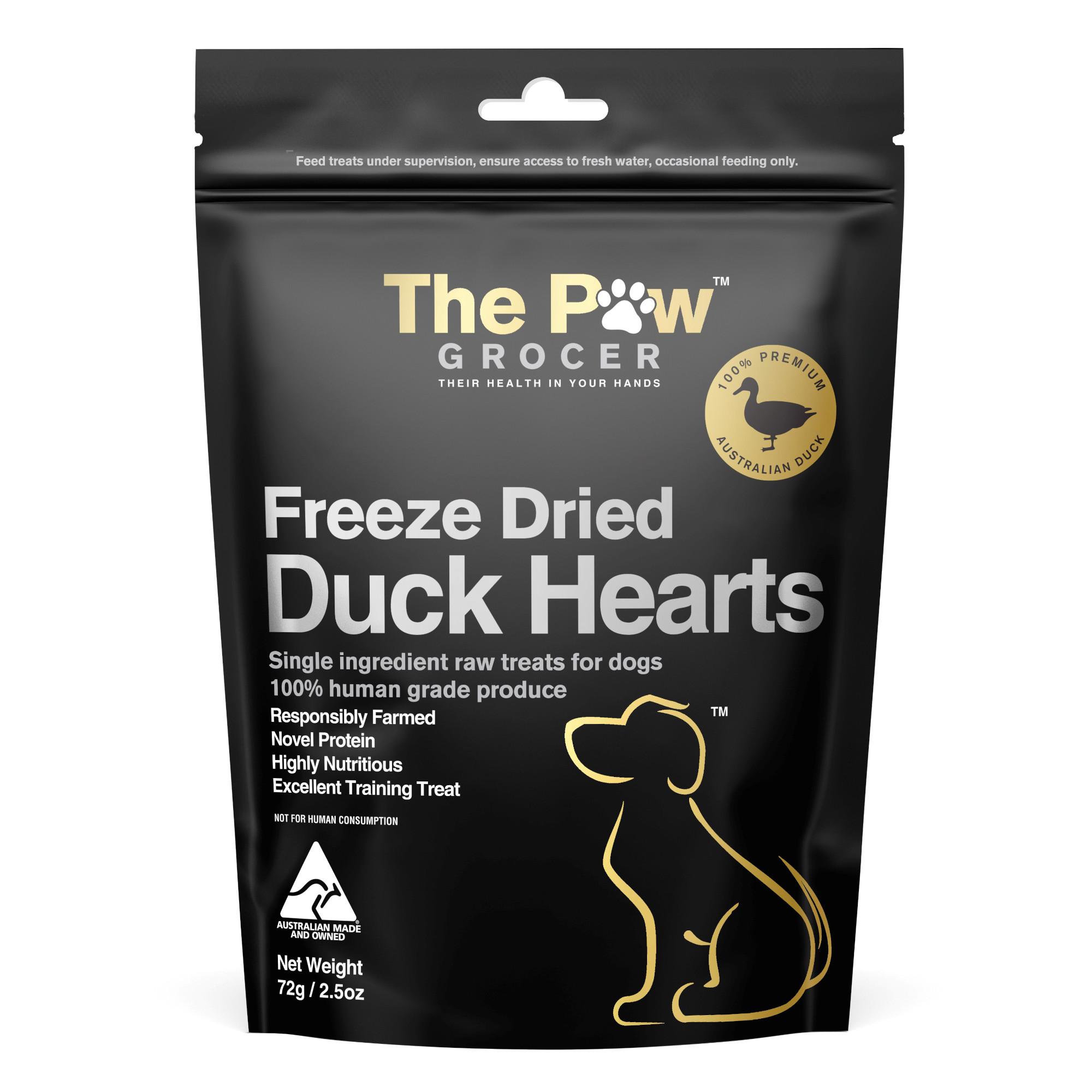 The Paw Grocer Freeze Dried Dog Treats Black Label Duck Heart - 72g | PeekAPaw Pet Supplies
