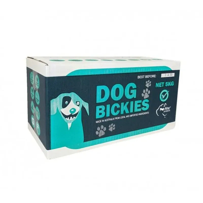 Pet-Rite Charcoal Bickies dog biscuits 5kg bulk box front of pack