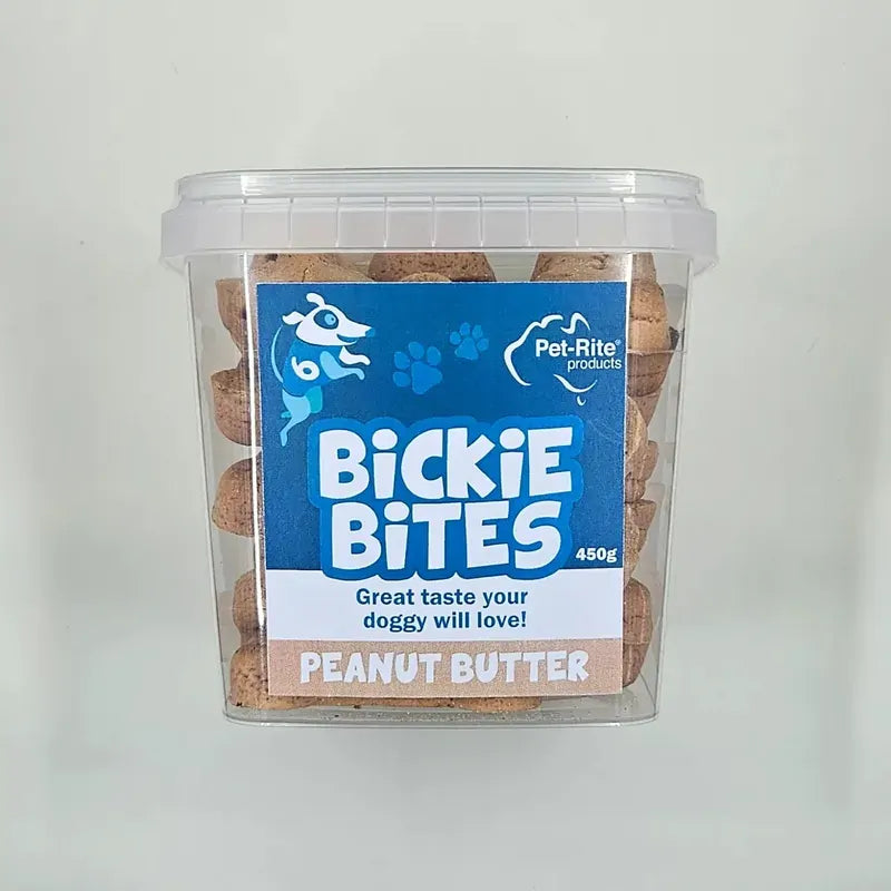 Pet-Rite Peanut Butter Bickie Bites dog treats 450g resealable bag