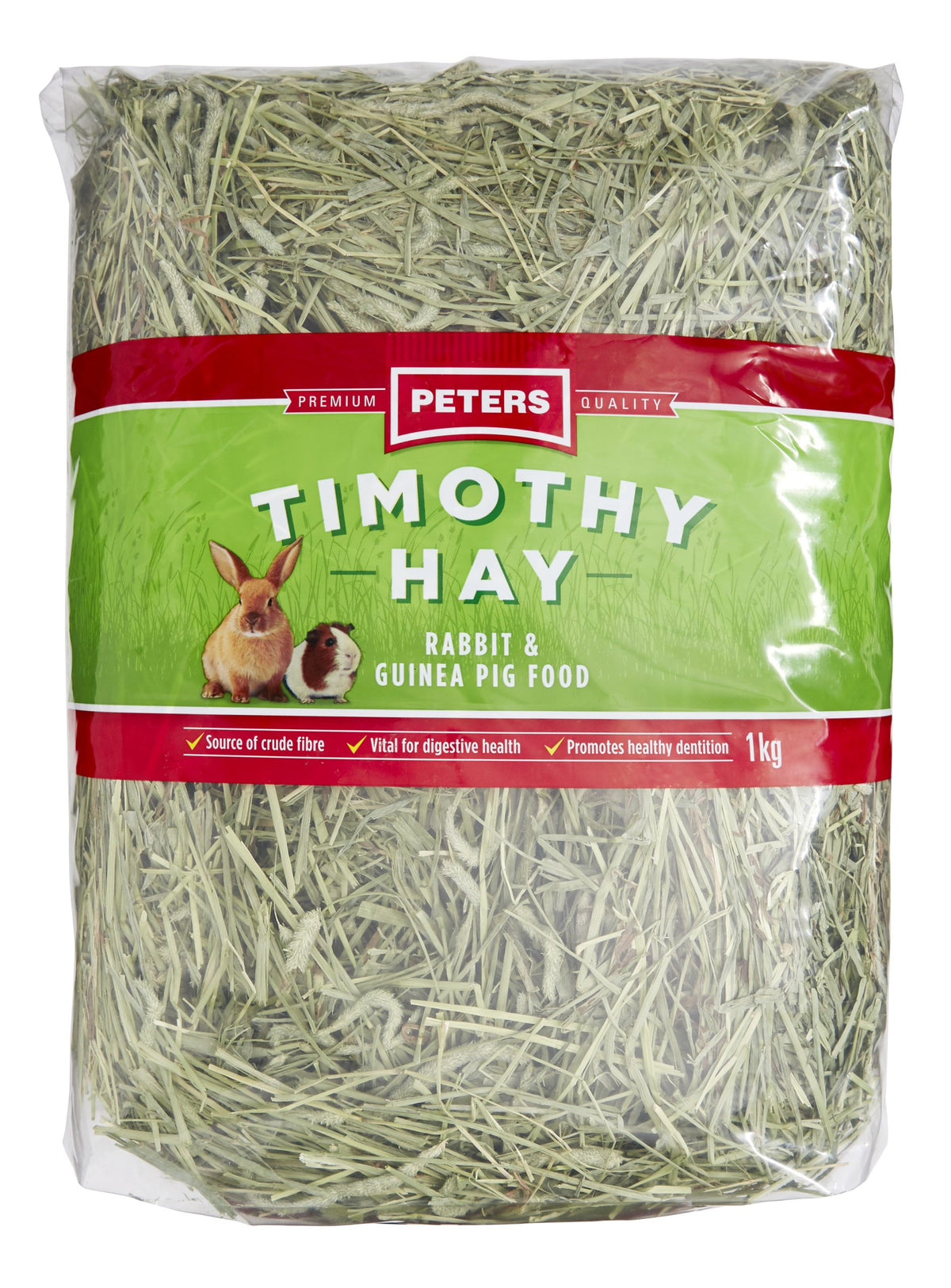 Peters Timothy Hay 1kg pack front — US grown grass hay for rabbits and guinea pigs