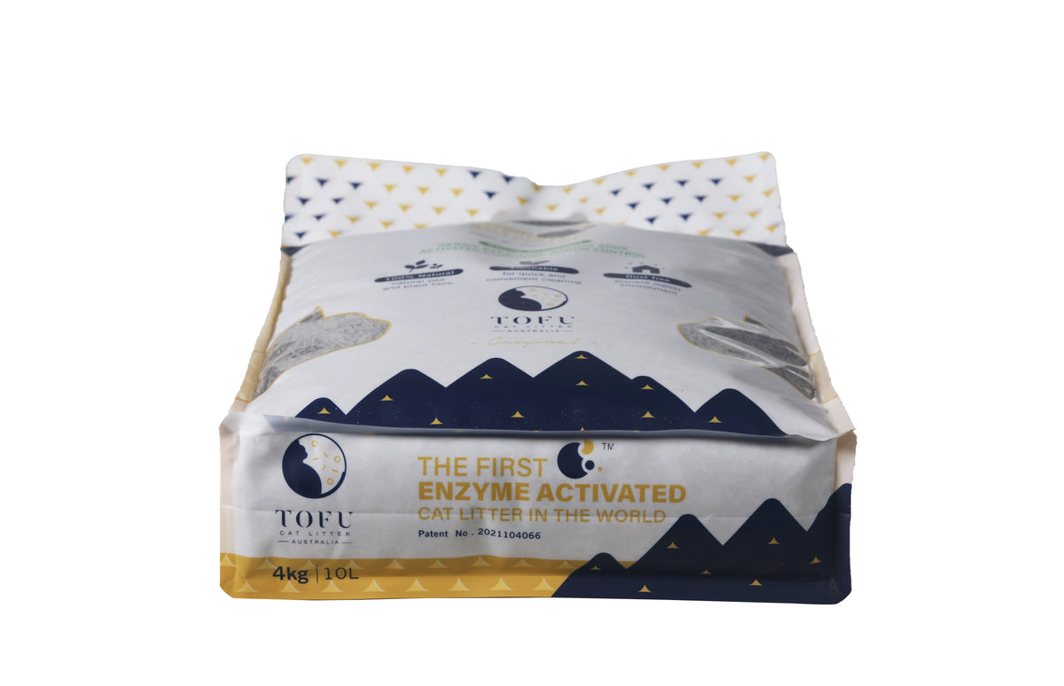 Tofu Cat Litter Australia Original 4kg bag lying flat, three-quarter angle