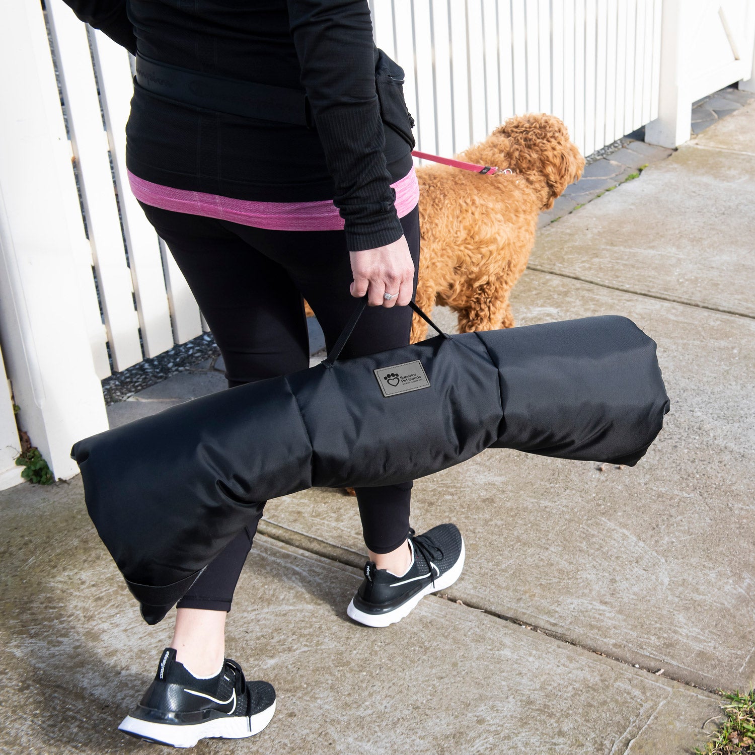 Superior Pet Goods Rollup Pet Travel Mat showing the Artic faux fur side