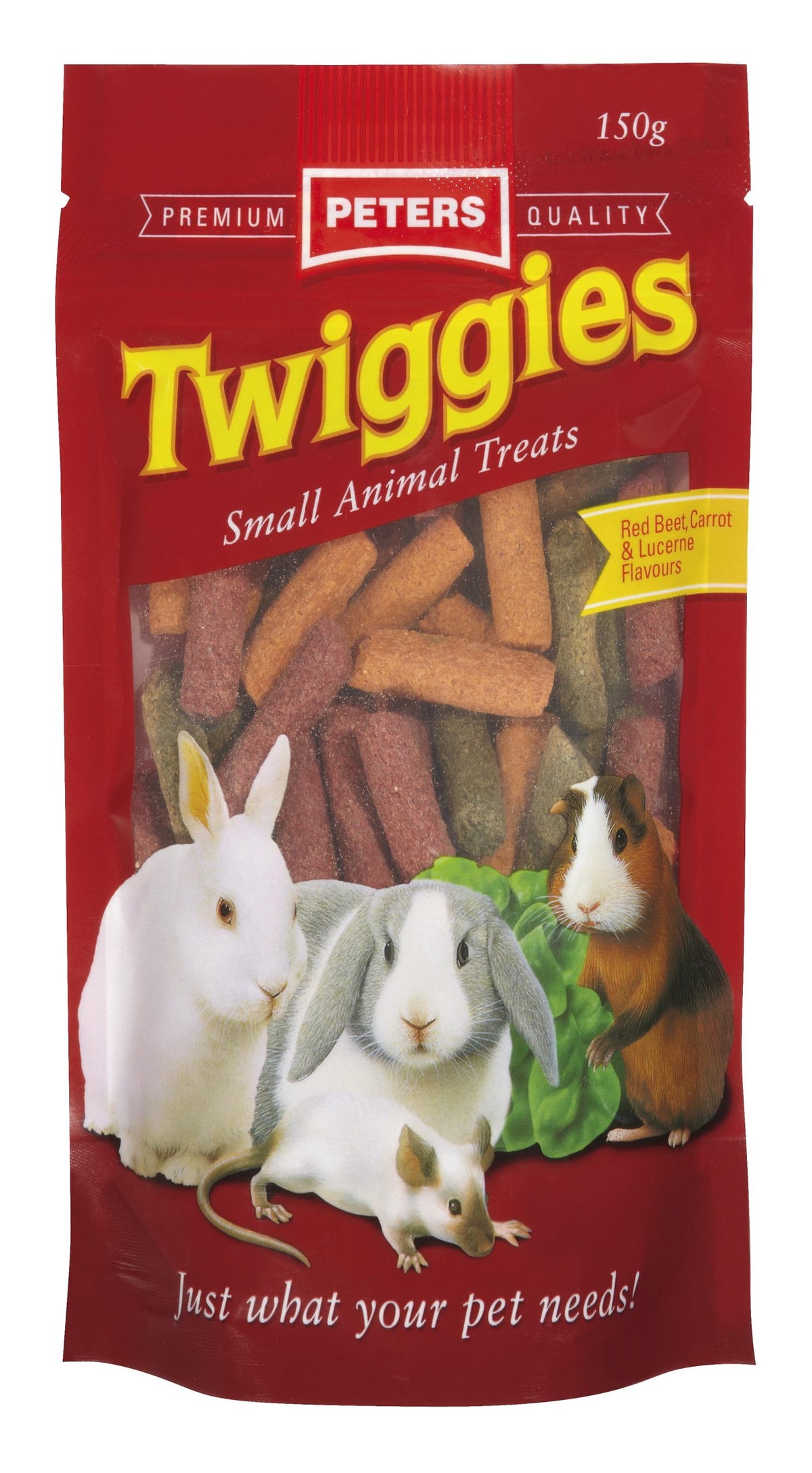 Peters Twiggies 150g pack front — extruded stick treats for small animals