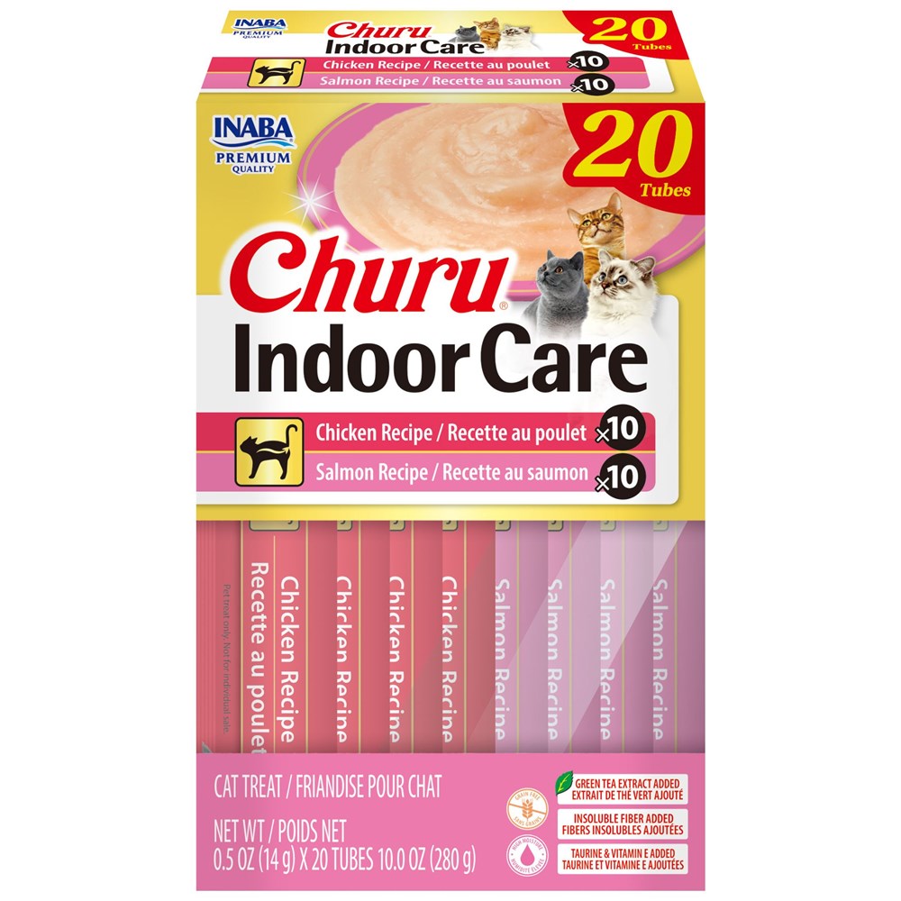 Inaba Cat Treat Churu Puree Indoor Care Chicken & Salmon Variety