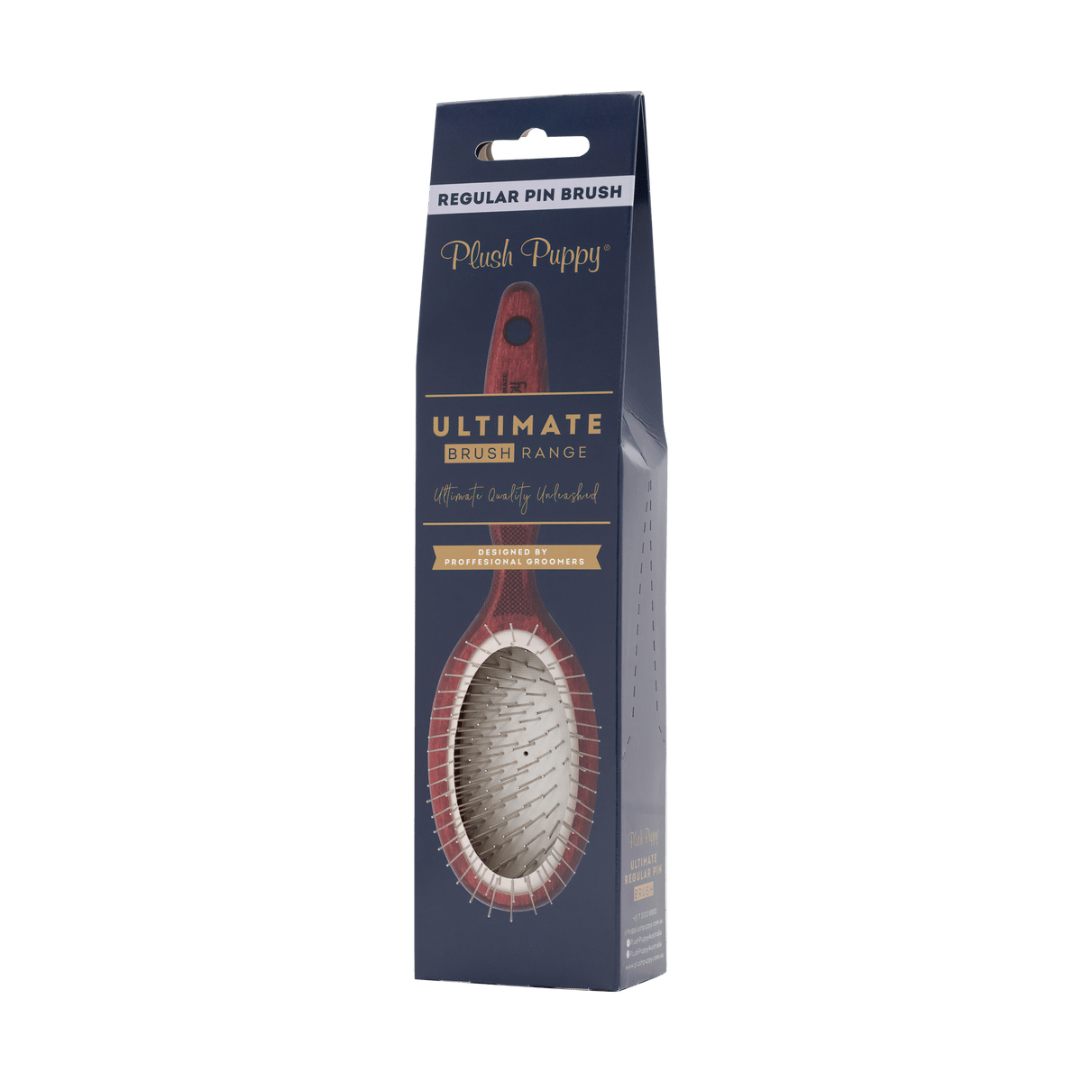 Plush Puppy Ultimate Pin Brush Regular – retail box seen at an angle