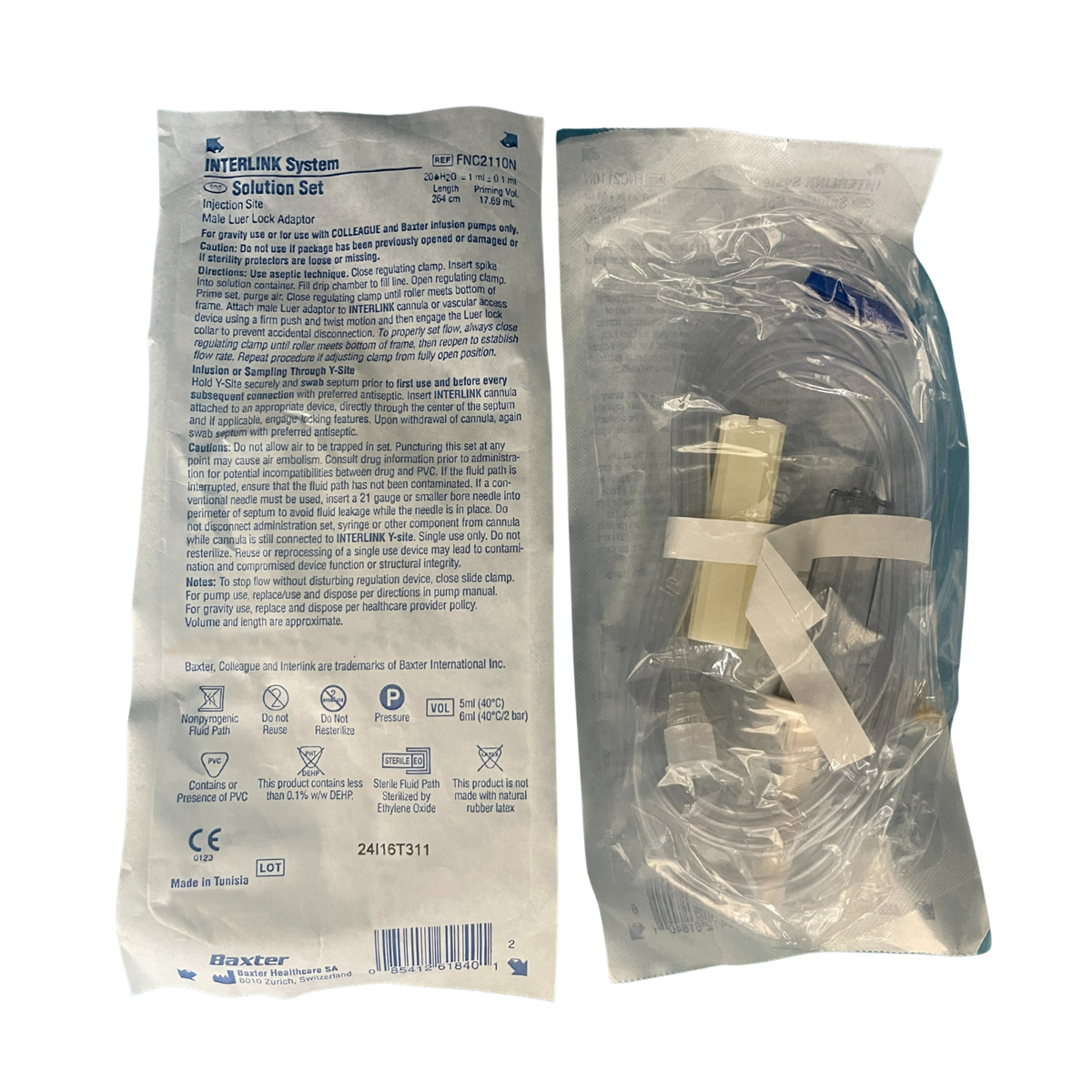Baxter Interlink IV solution giving set FNC2110 20 drops/mL product image