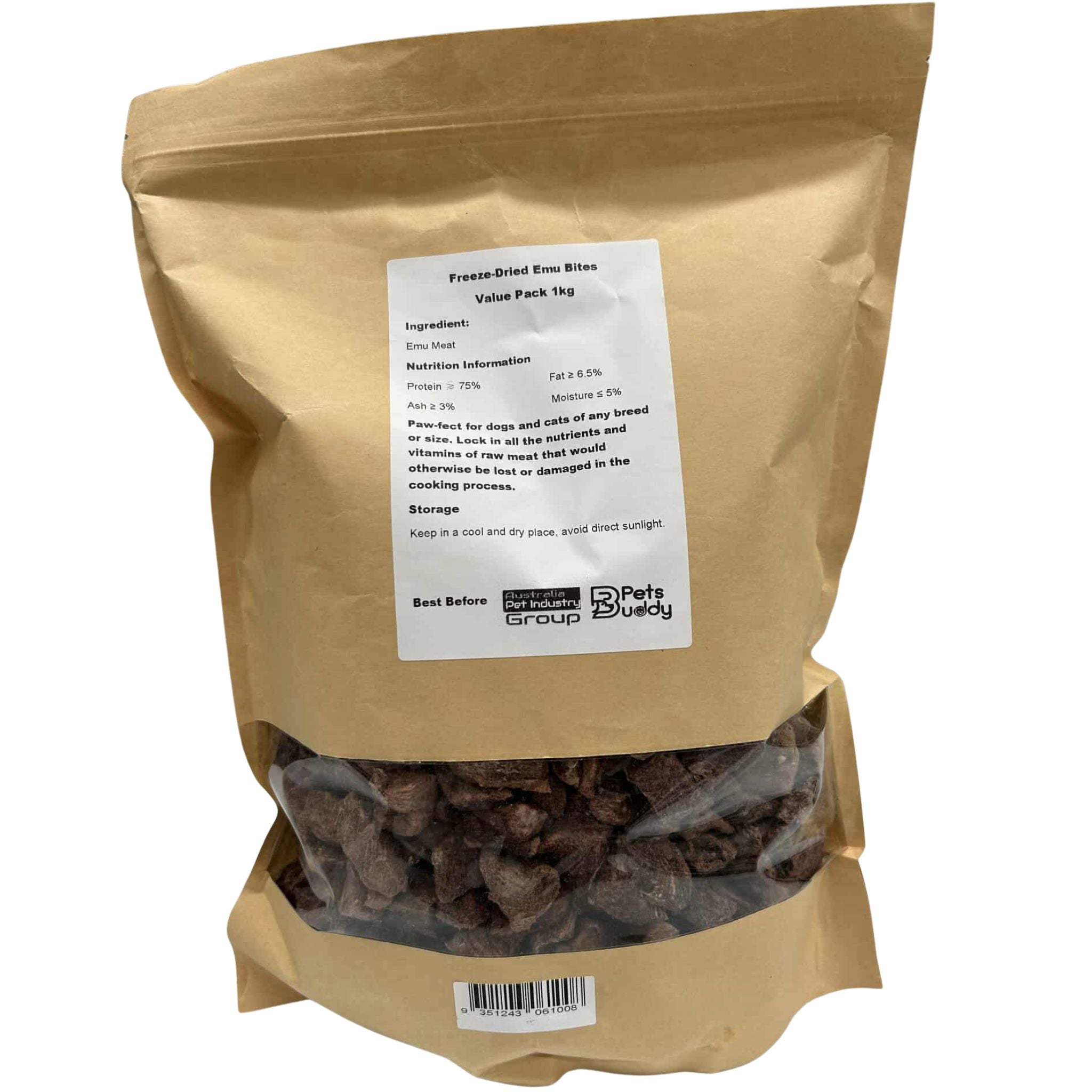 PetsBuddy Emu Bites Freeze Dried Dog & Cat Treats