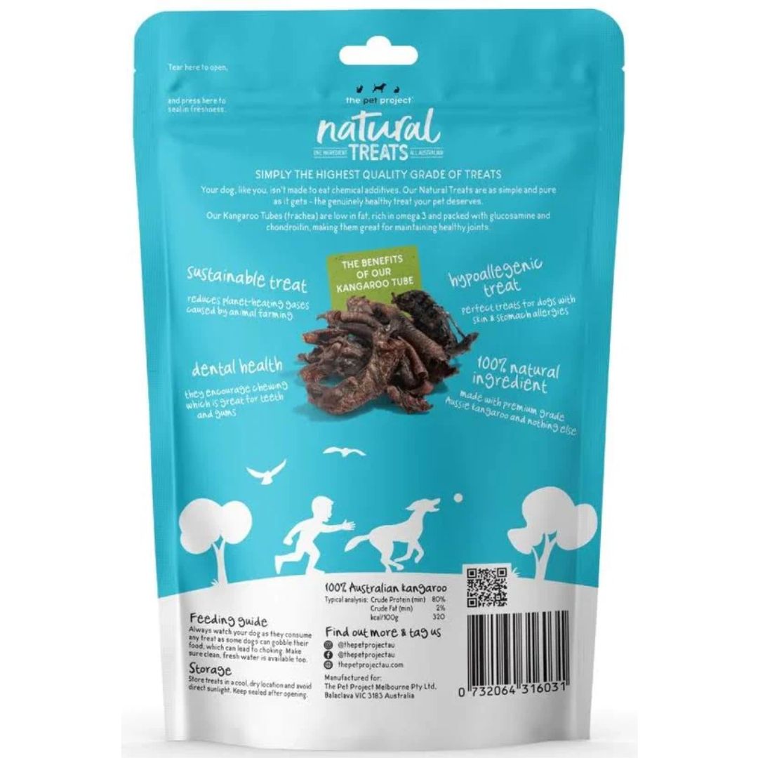 The Pet Project Natural Dog Treats Kangaroo Trachea Tube | PeekAPaw Pet Supplies
