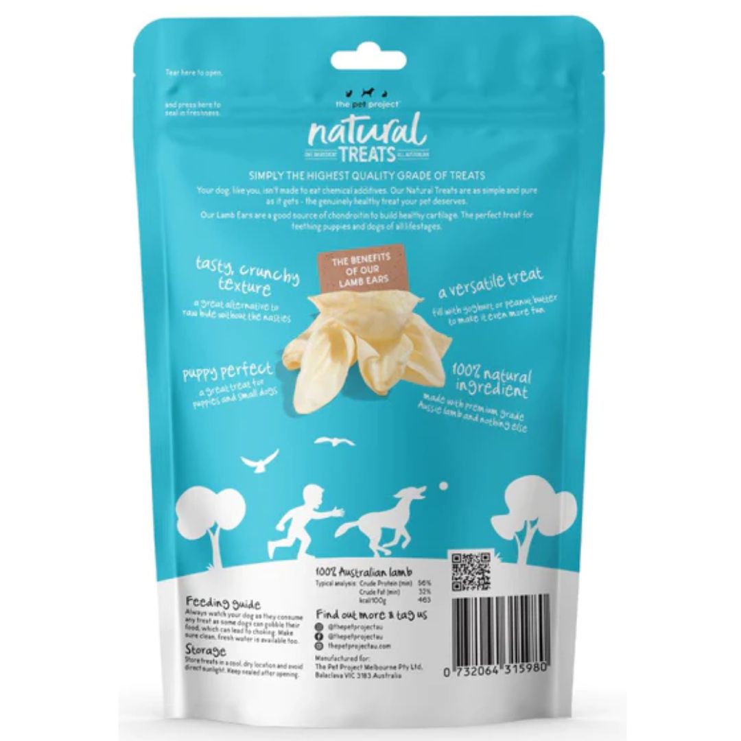The Pet Project Natural Dog Treats Lamb Ears 4 Pack | PeekAPaw Pet Supplies