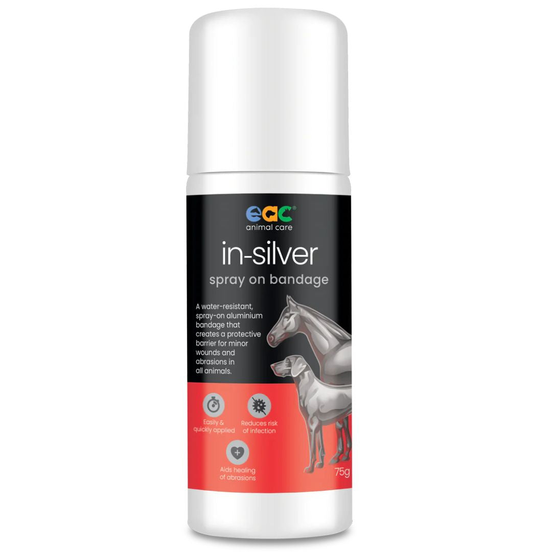 EAC Animal Care in-Silver Spray On Bandage for Horses, Cattle, Dogs & Other Pets & Animals - 75g | PeekAPaw Pet Supplies
