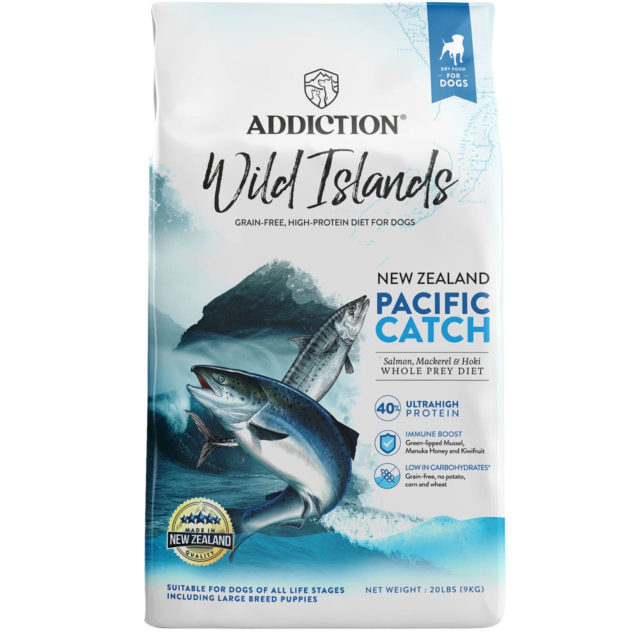 ADDICTION Wild Islands Pacific Catch Premium King Salmon Mackerel & Hoki Dry Dog Food