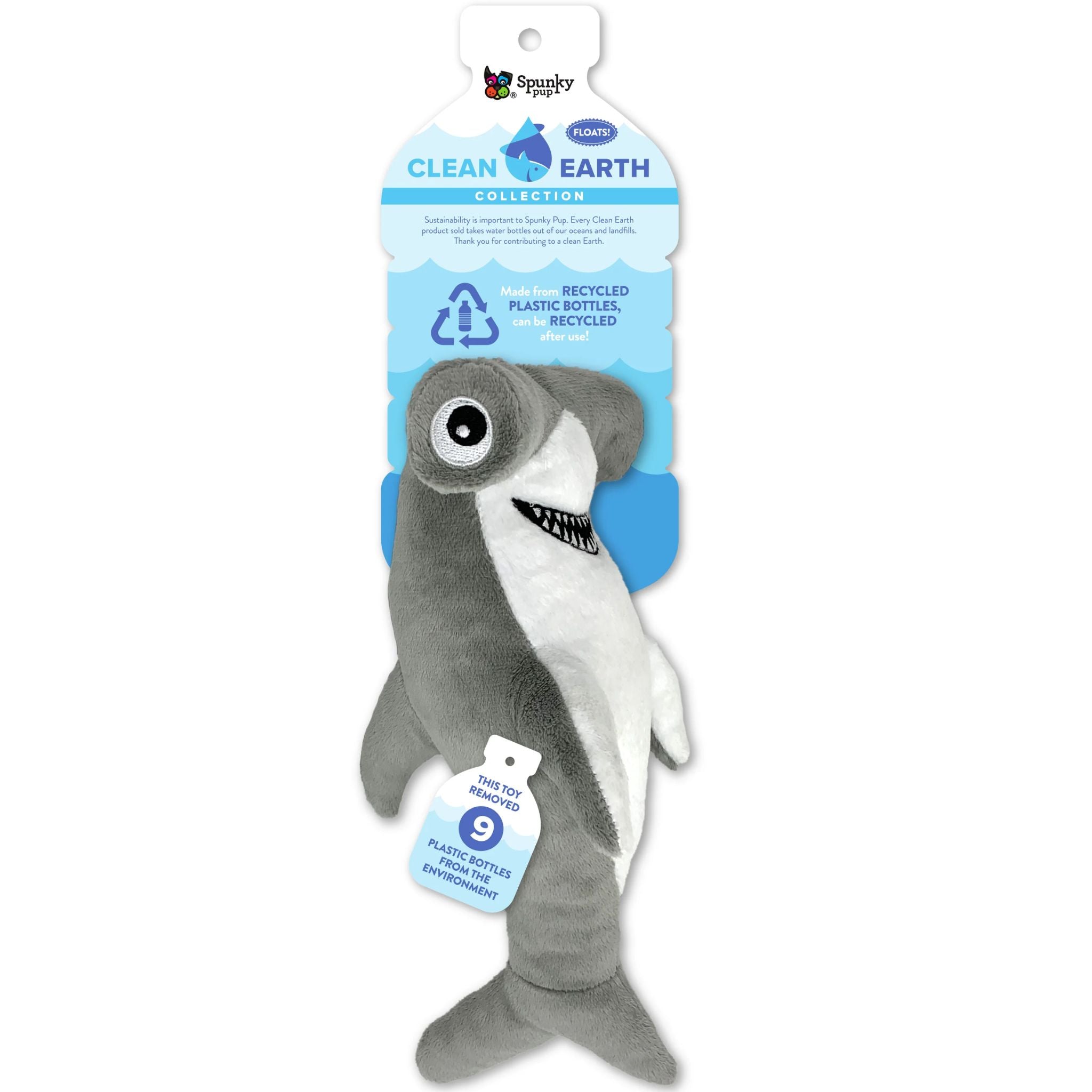 Spunky Pup Clean Earth Dog Toys Hammerhead Shark