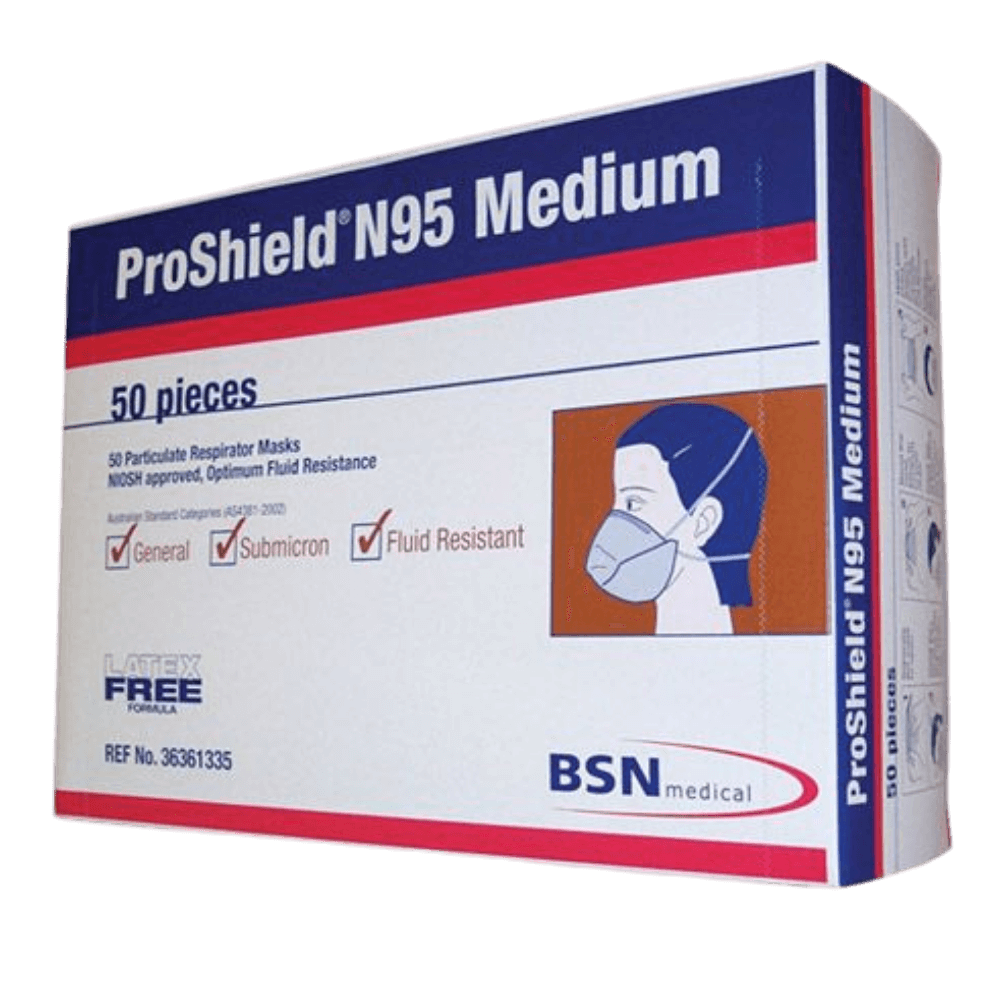 ProShield N95 fluid resistant respirator mask box of 50