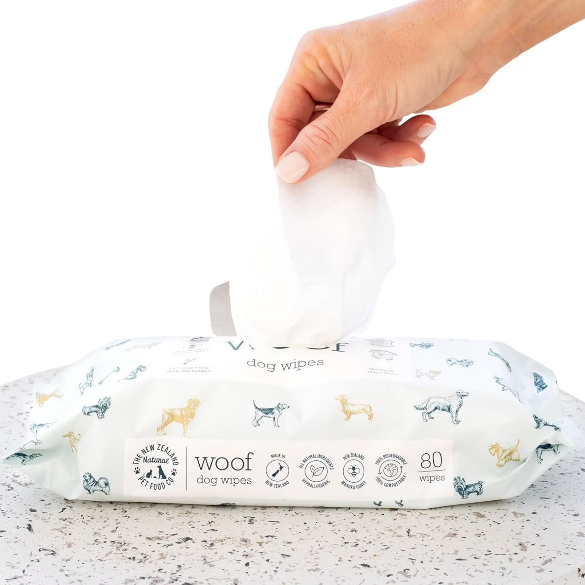 The New Zealand Natural Woof/Meow Manuka Honey Pet Wipes