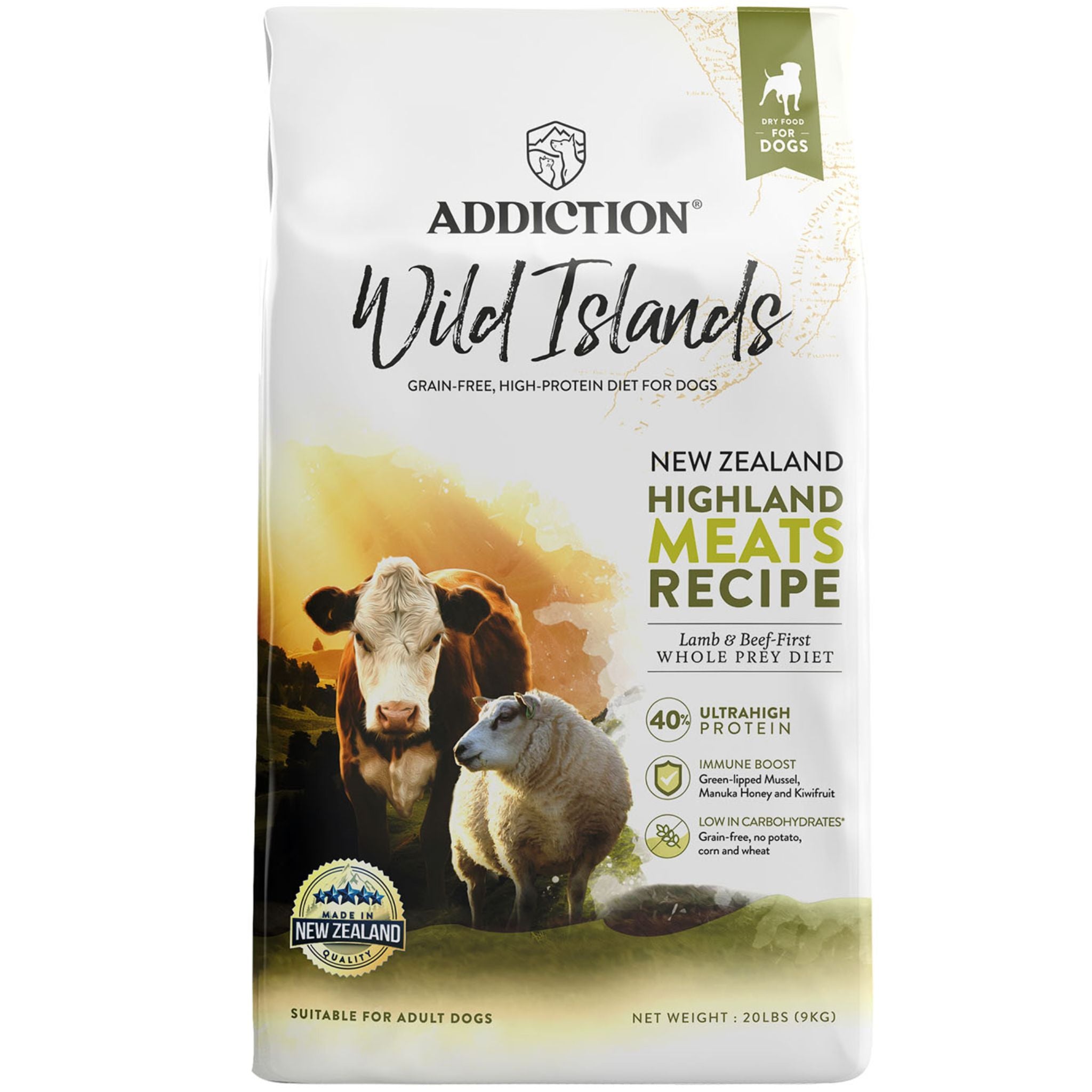 ADDICTION Wild Islands Highland Meats Grass-Fed Beef & Lamb Recipe Dry Dog Food