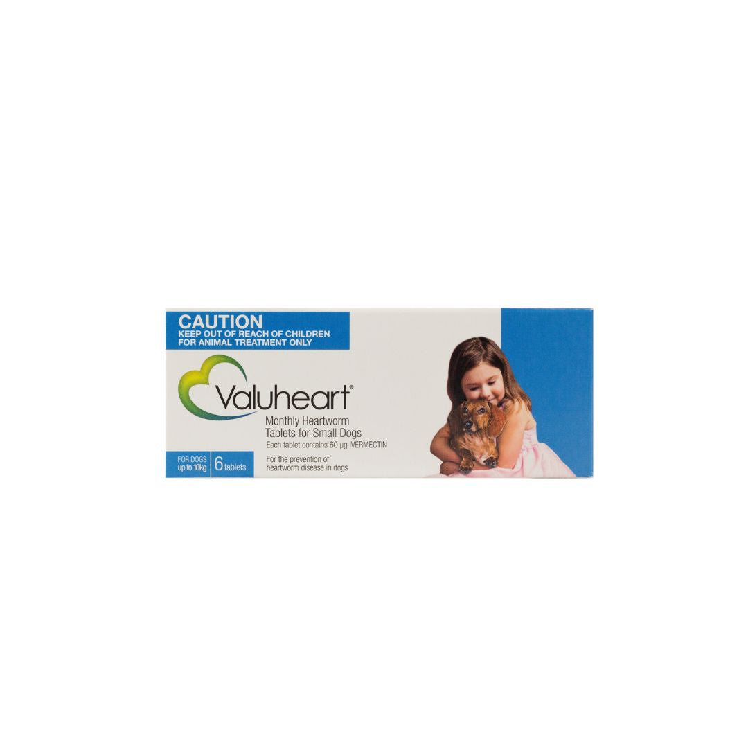 Valuheart monthly heartworm tablets blue pack for dogs up to 10kg
