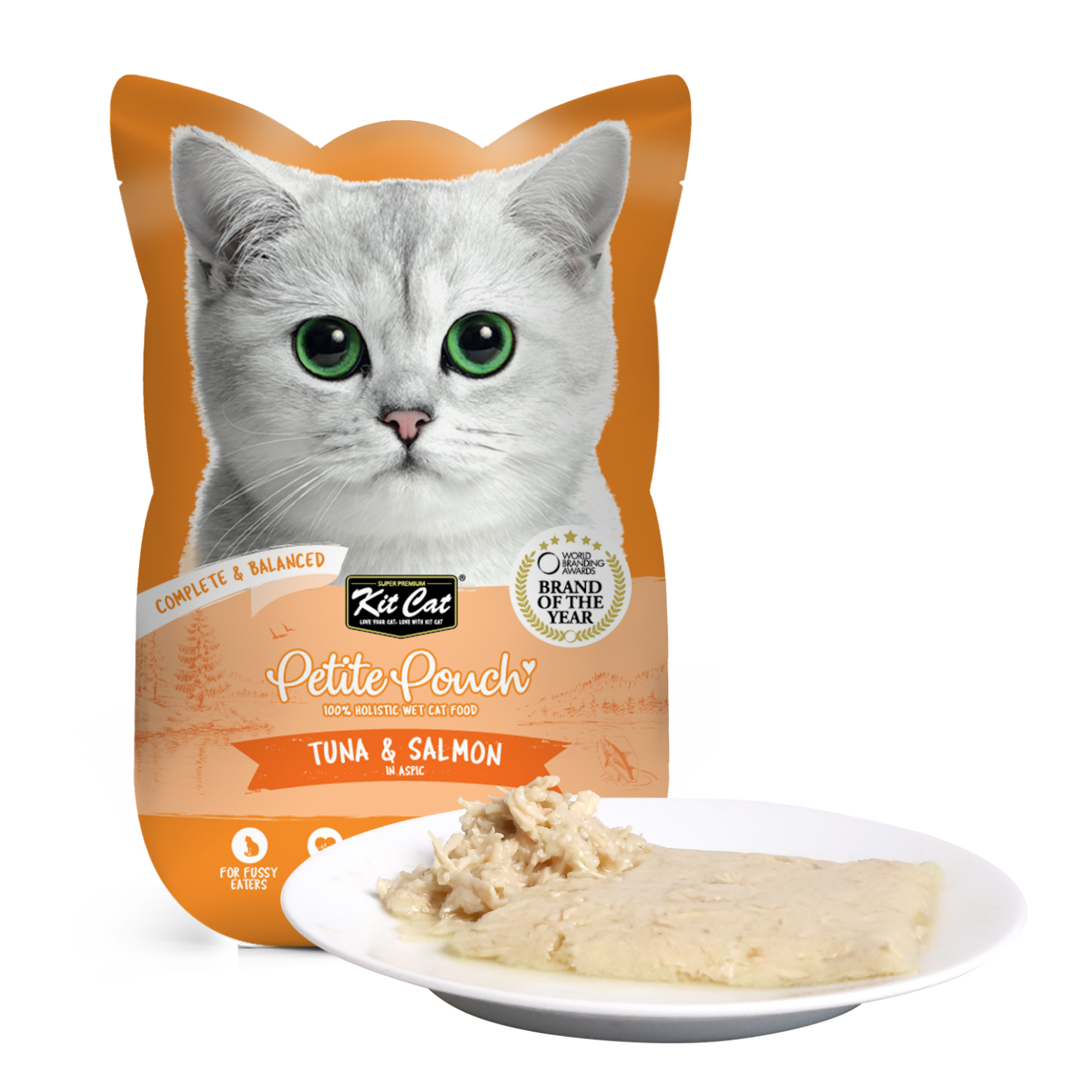 Kit Cat Petite Pouch Tuna & Salmon in aspic 70g pouch