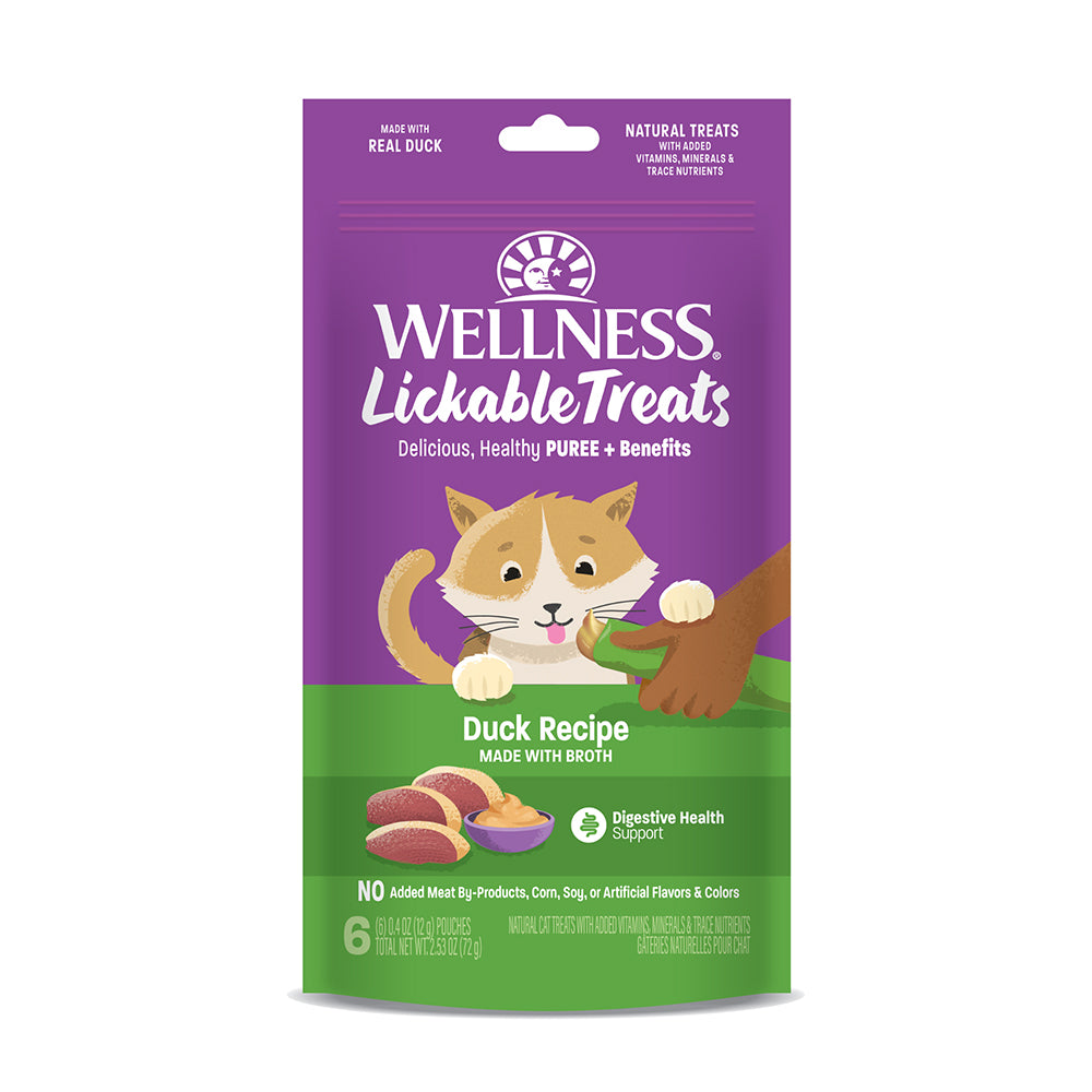 Wellness Lickables Duck puree cat treats 12g x 6 tubes