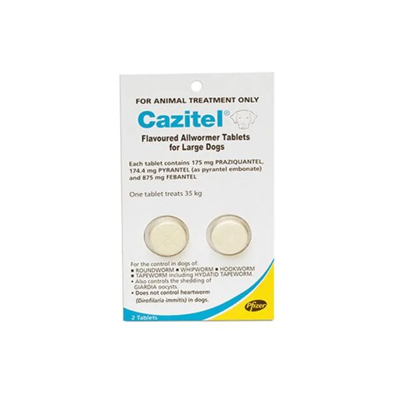 Cazitel Plus Allwormer Tablets for Dogs up to 35kg, 2 tablet carton