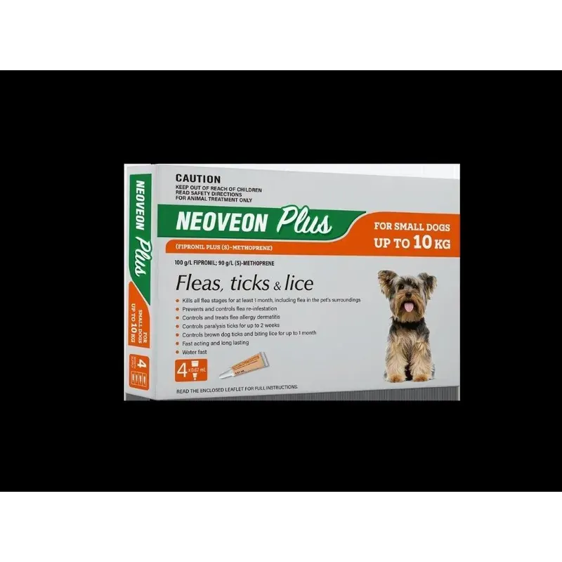 Neoveon Plus Spot-On for Small Dogs up to 10kg, 4 pack carton