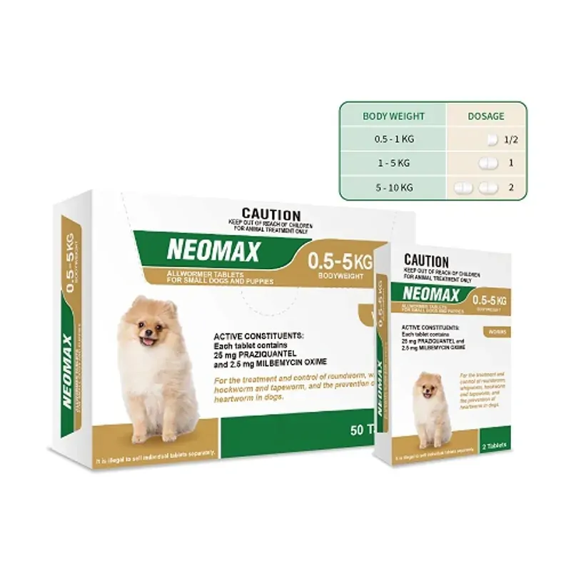 Neomax Allwormer Tablets for Small Dogs and Puppies up to 5kg, 2 tablet pack