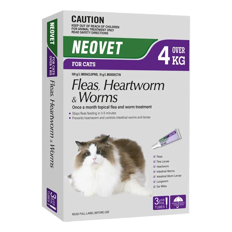 Neovet Spot-On for Cats over 4kg, 3 pack carton front of box