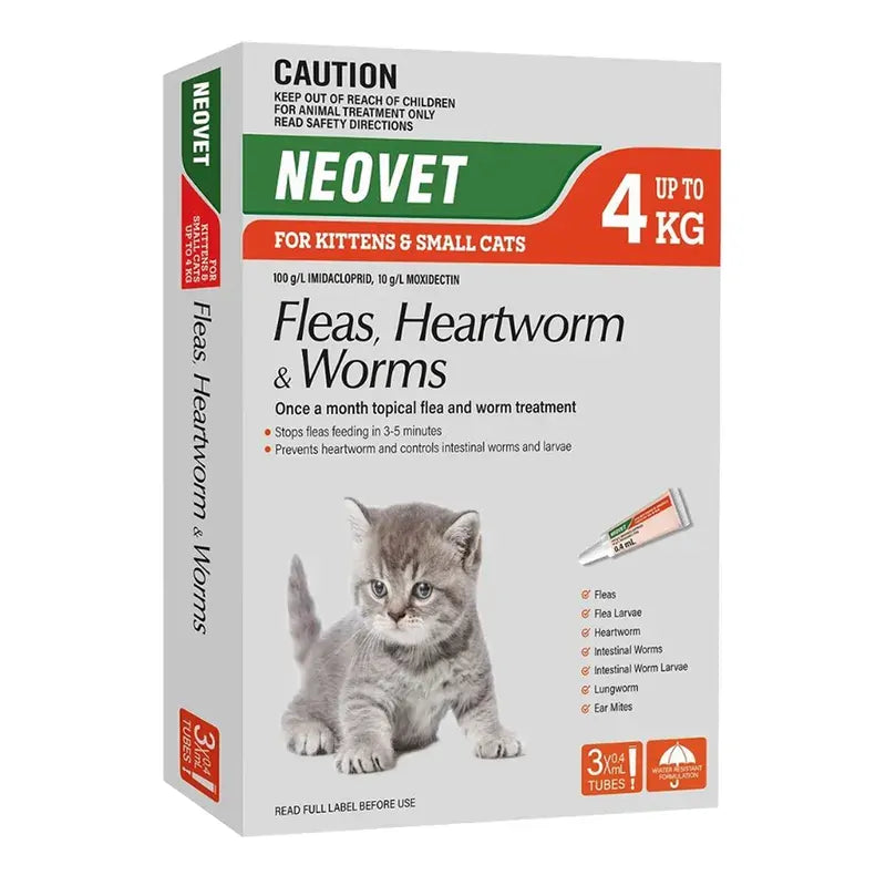 Neovet Spot-On for Kittens and Small Cats up to 4kg, 3 pack carton