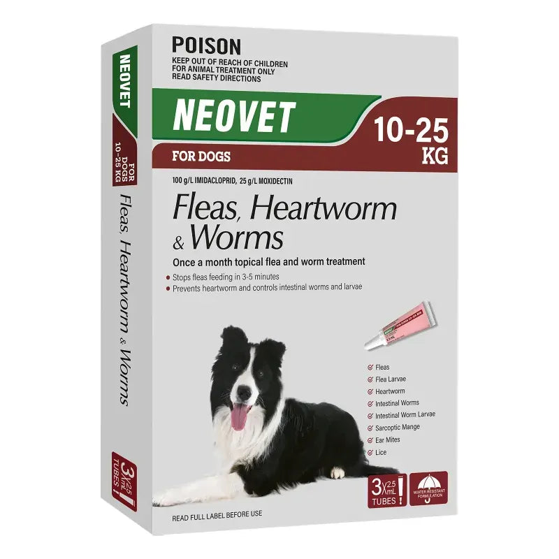 Neovet Spot-On for Dogs 10-25kg, 3 pack carton large dog size