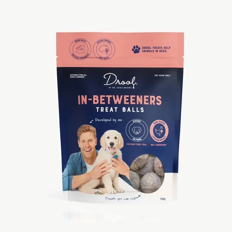 Drool by Dr Chris Brown In-Betweeners Inner Health treats 110g pack front