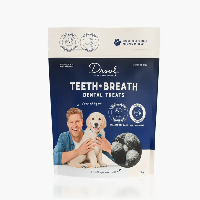 Drool by Dr Chris Brown Teeth + Breath Dental Treat Balls 110g pack front