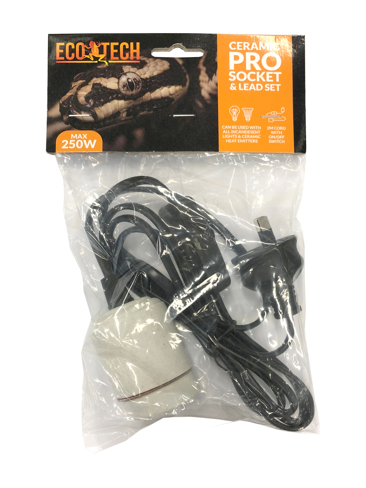 Eco Tech Ceramic Screw Socket & Lead 2m | PeekAPaw Pet Supplies