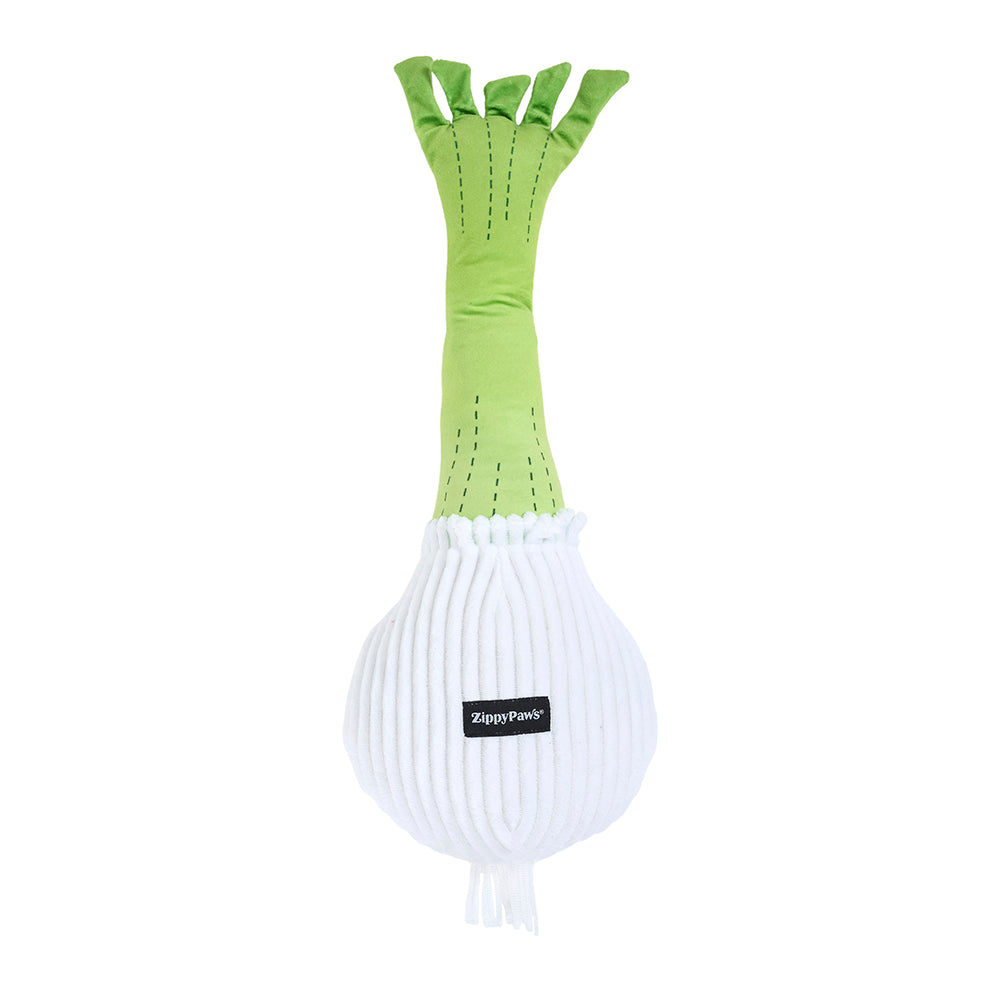 Jigglerz Onion seen from behind with the Zippy Paws tag