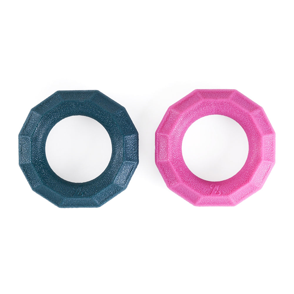 Zippy Paws ZippyTuff Plus Ring Small 2 Pack, the emerald and magenta rubber rings