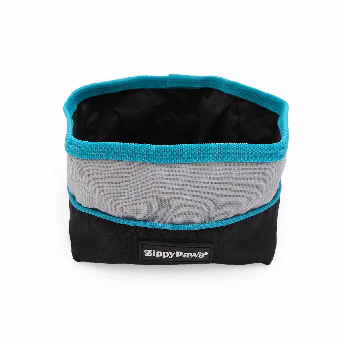 Zippy Paws Adventure Bowl in teal, collapsible travel water bowl for dogs
