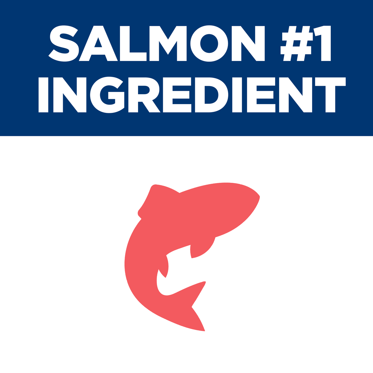 Salmon is the number one ingredient, Hill's Science Diet graphic with a salmon illustration