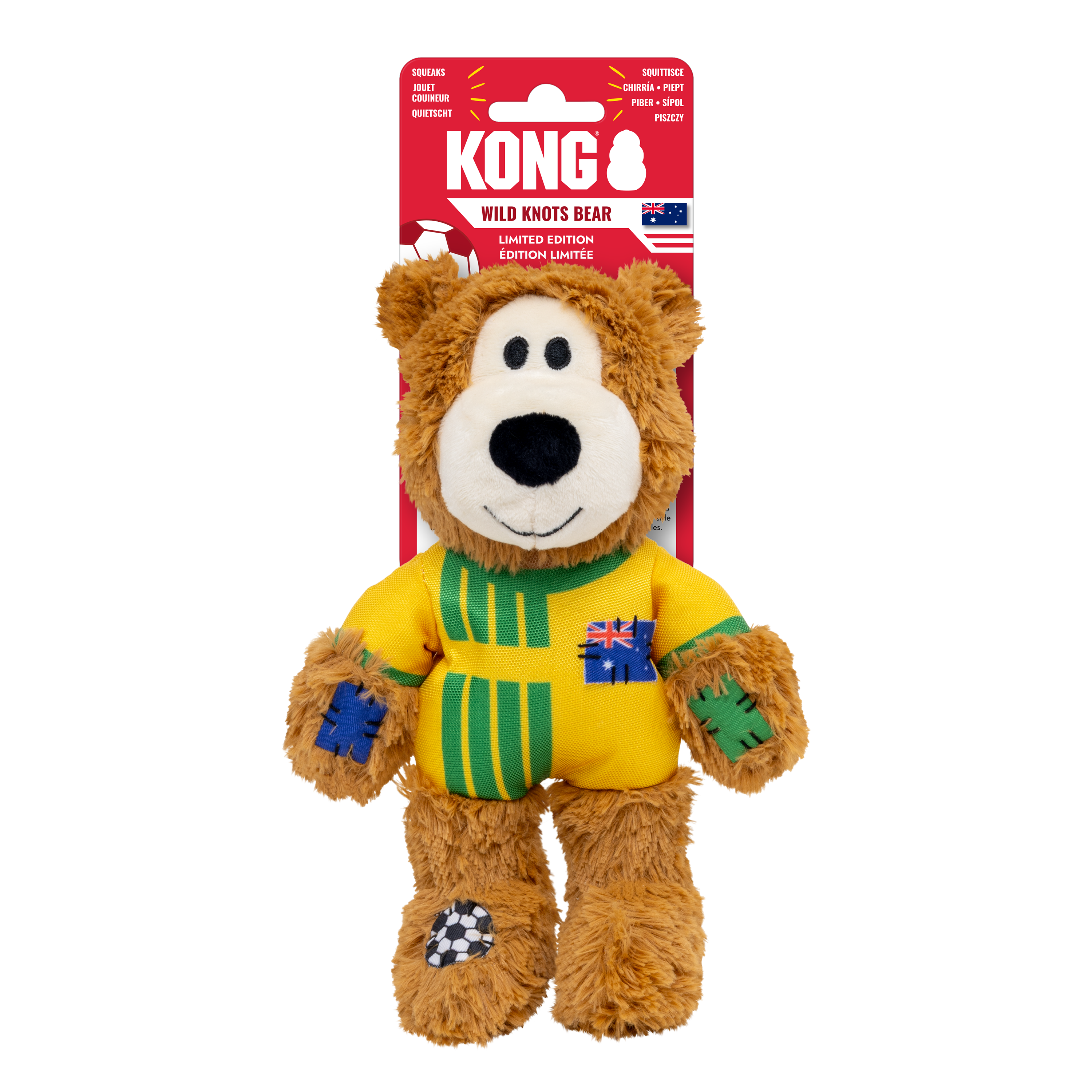 KONG Dog Toys Wild Knots Sport Bear Australia shown in its retail packaging