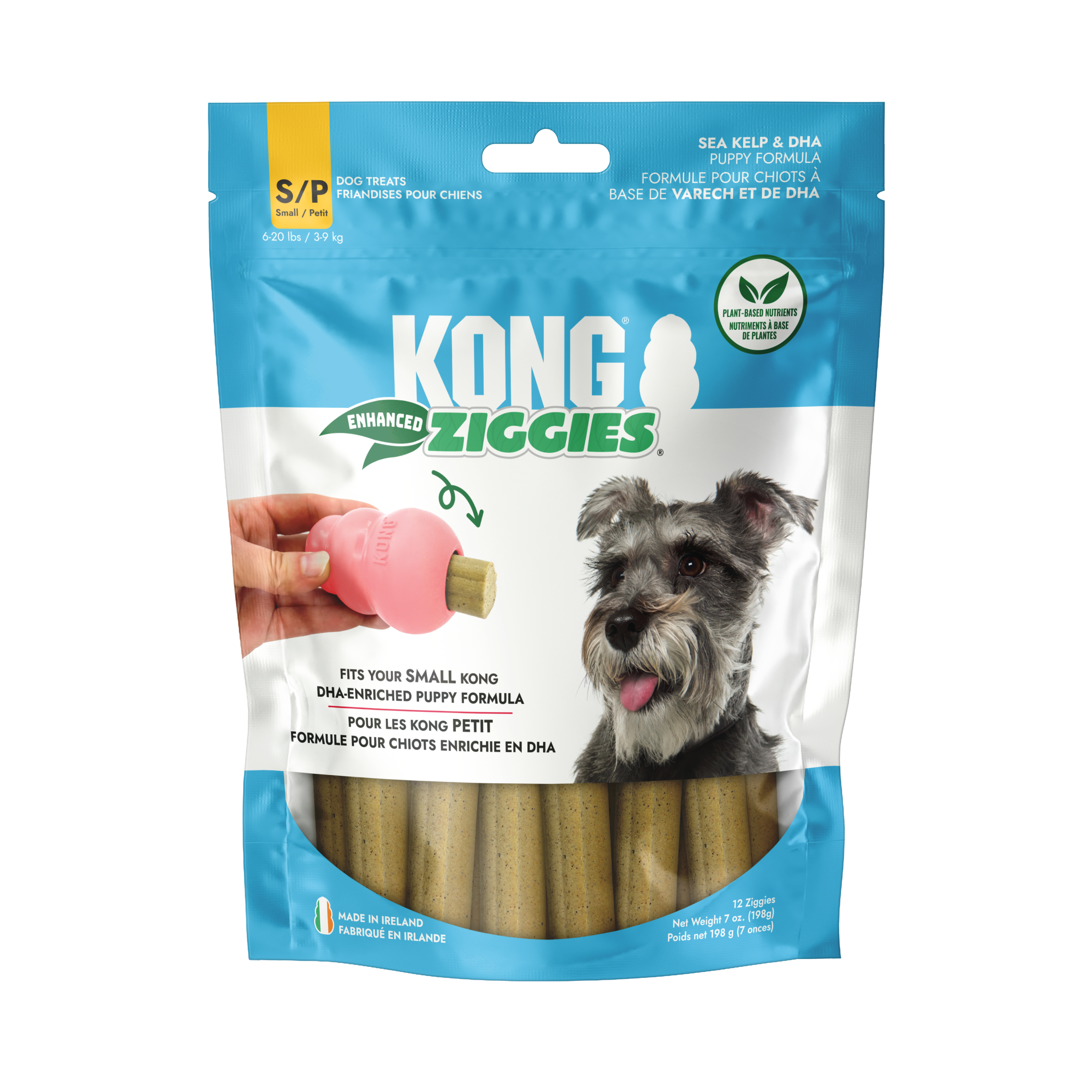 KONG Dog Treats Ziggies Enhanced Puppy in retail packaging