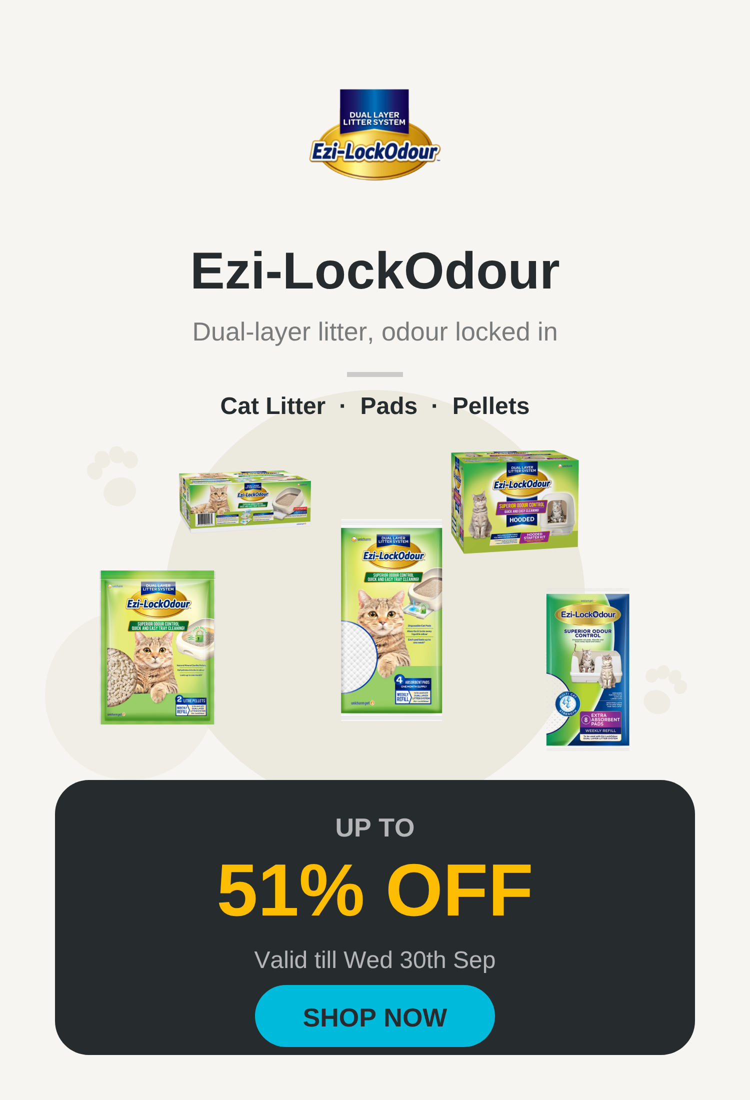 Ezi-LockOdour sale banner, up to 51% off, valid till Wed 30th Sep