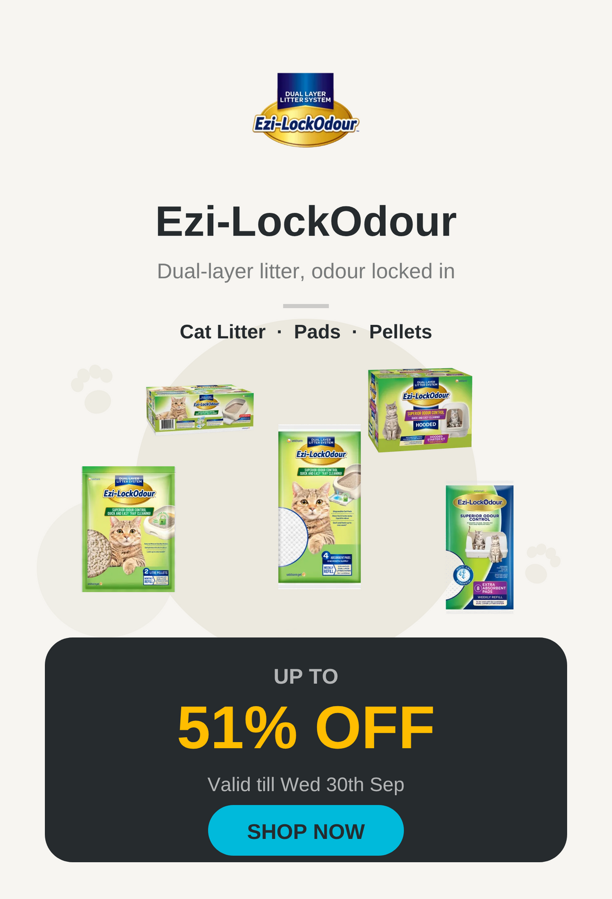 Ezi-LockOdour sale banner, up to 51% off, valid till Wed 30th Sep