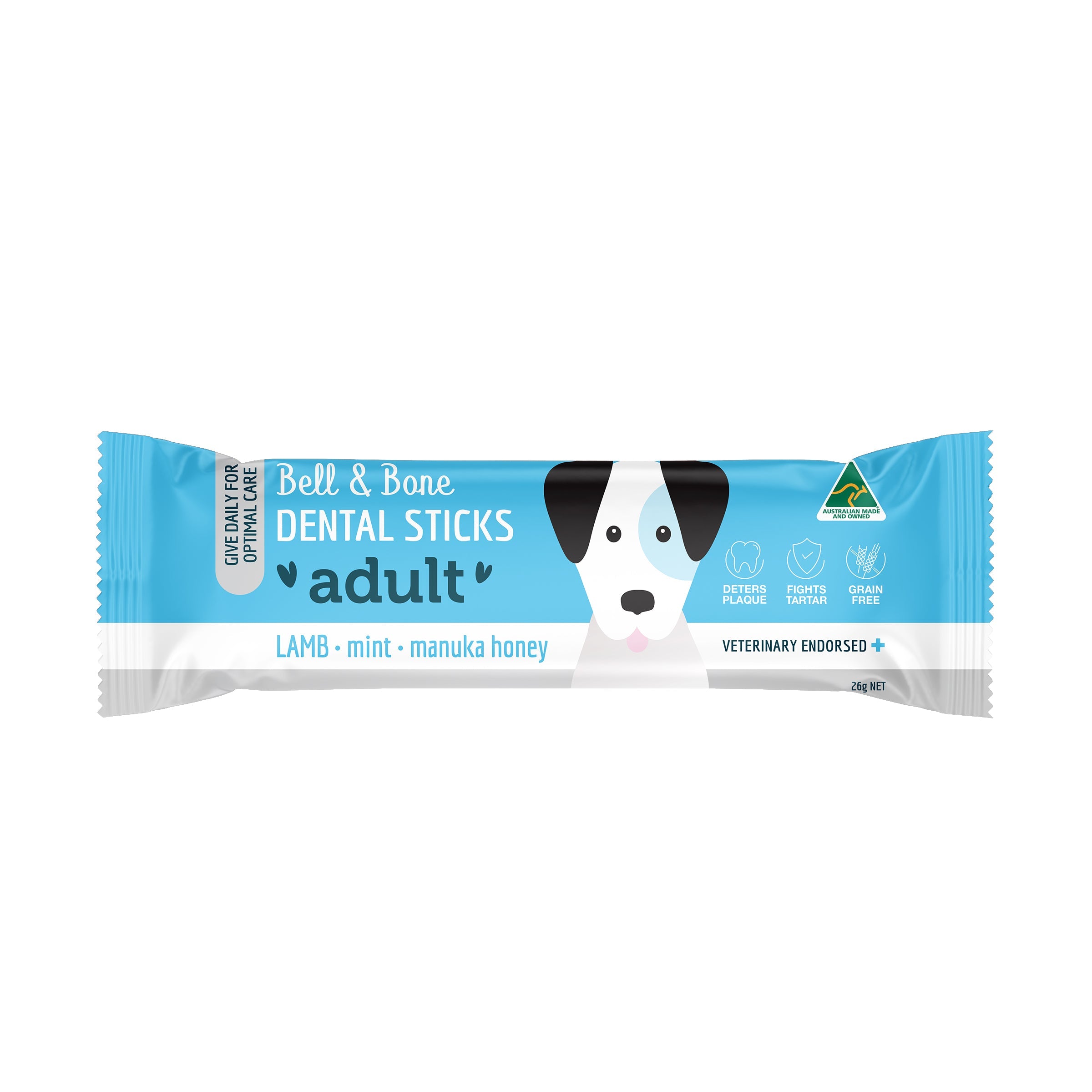 Bell and Bone Dental Sticks for Adult Dogs - Lamb, Mint & Manuka Honey