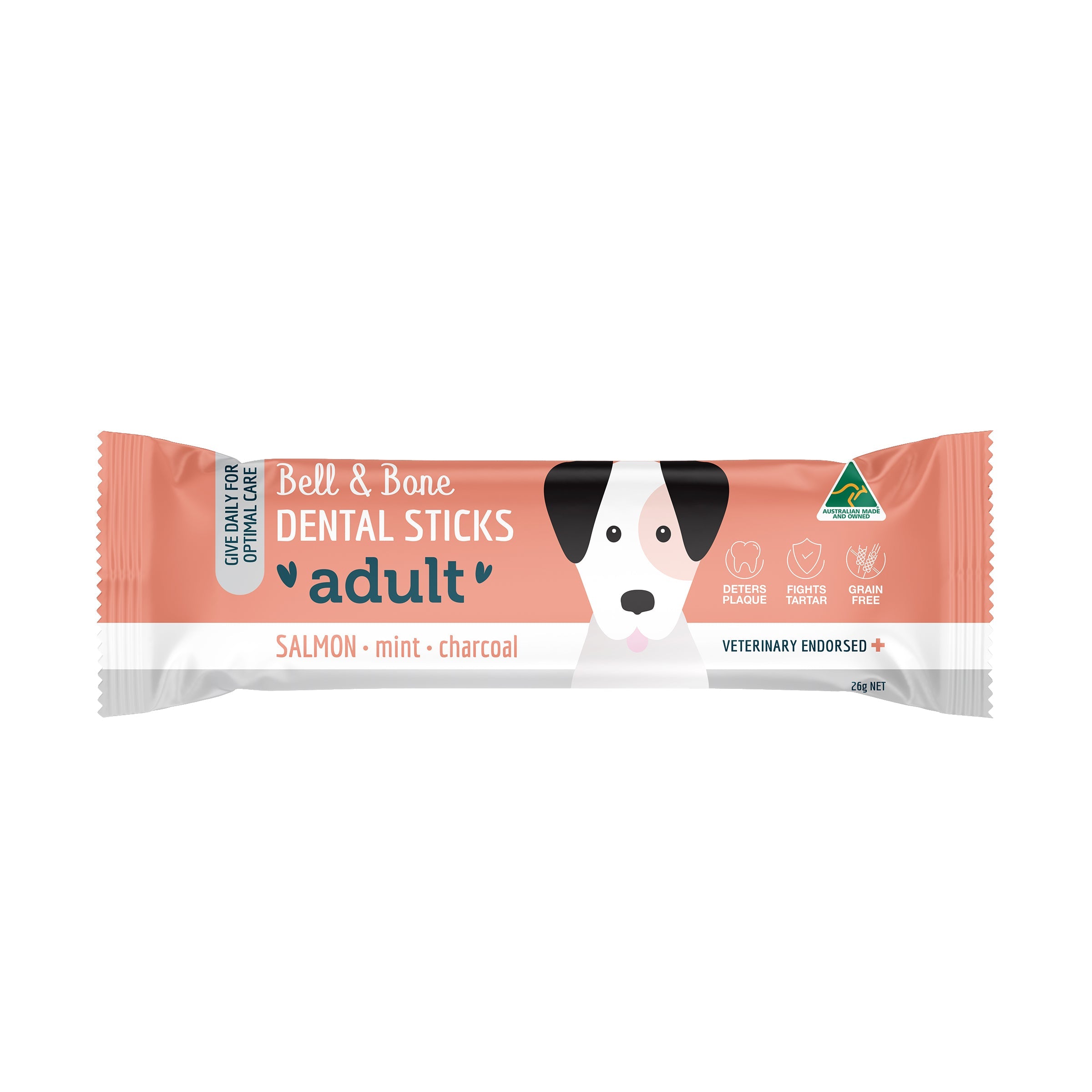 Bell and Bone Dental Sticks for Adult Dogs - Salmon, Mint & Charcoal