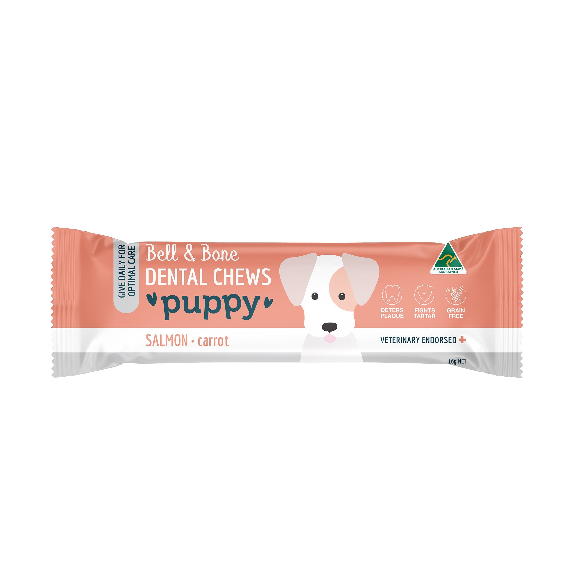Bell and Bone Puppy Dental Chews - Salmon and Carrot
