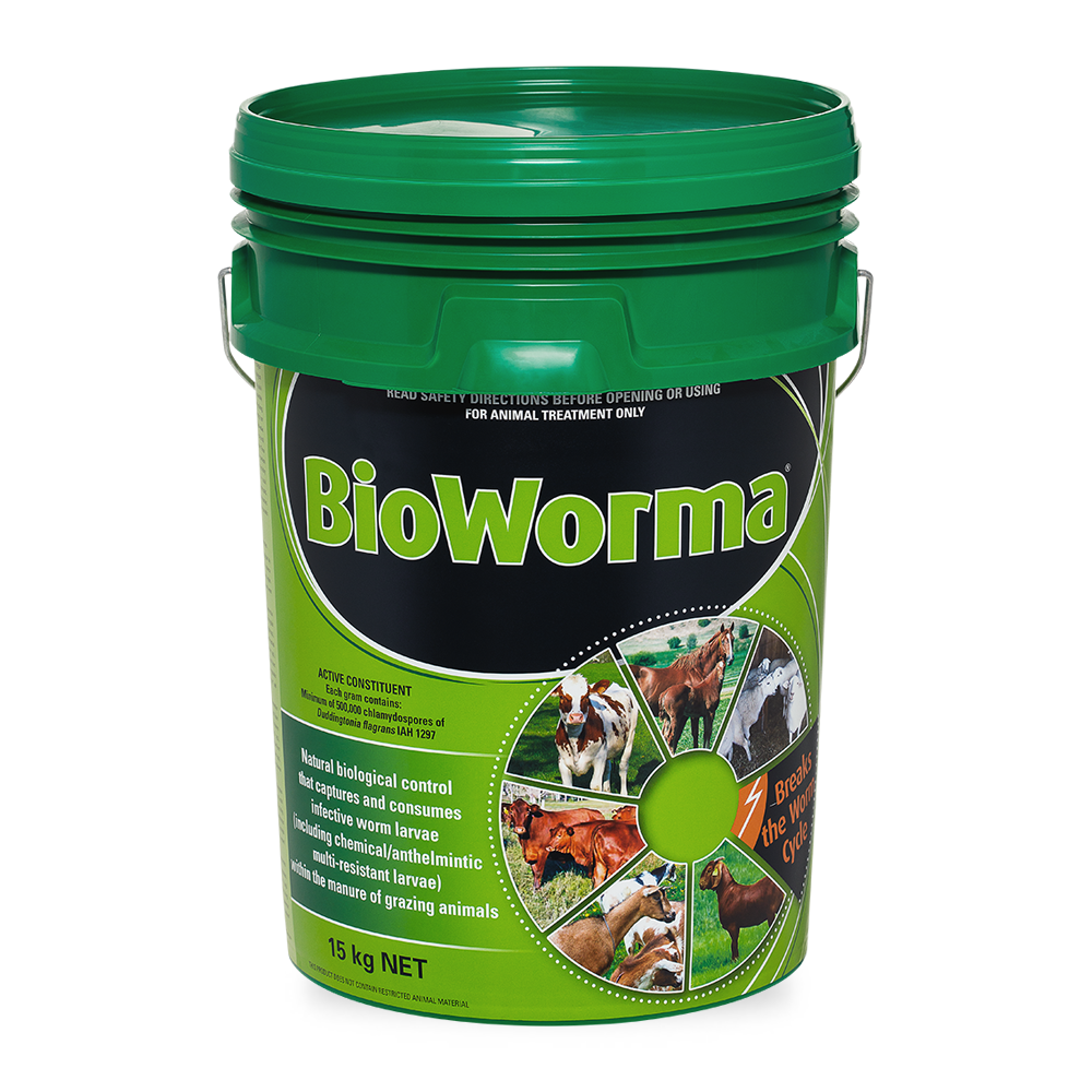 BioWorma 15kg pail, biological worm control for livestock