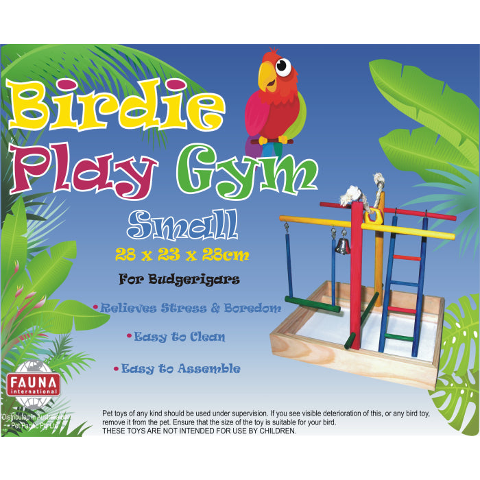 Birdie Play Gym Centre with perches, ladder and hanging toys on a free-standing frame